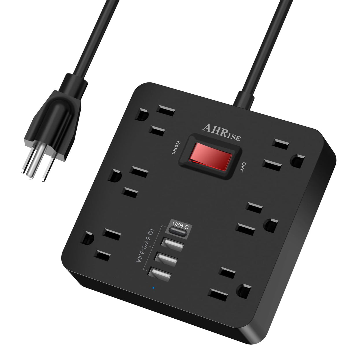 Power Strip, Ahrise Extension Cord With 6 Ac Outlets And 4 Usb Charging Ports(5V/3.4A,17W) For Smartphone Tablets Home, Office,
