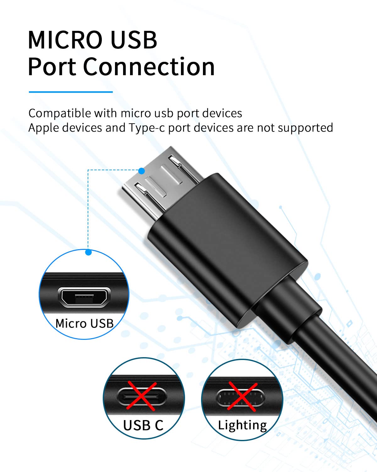 Micro Charger Charging Cable Cord Compatible With For Anker Soundcore Life Q20, Anker Soundcore 2, Mini, Flare Mini Headphone Sp