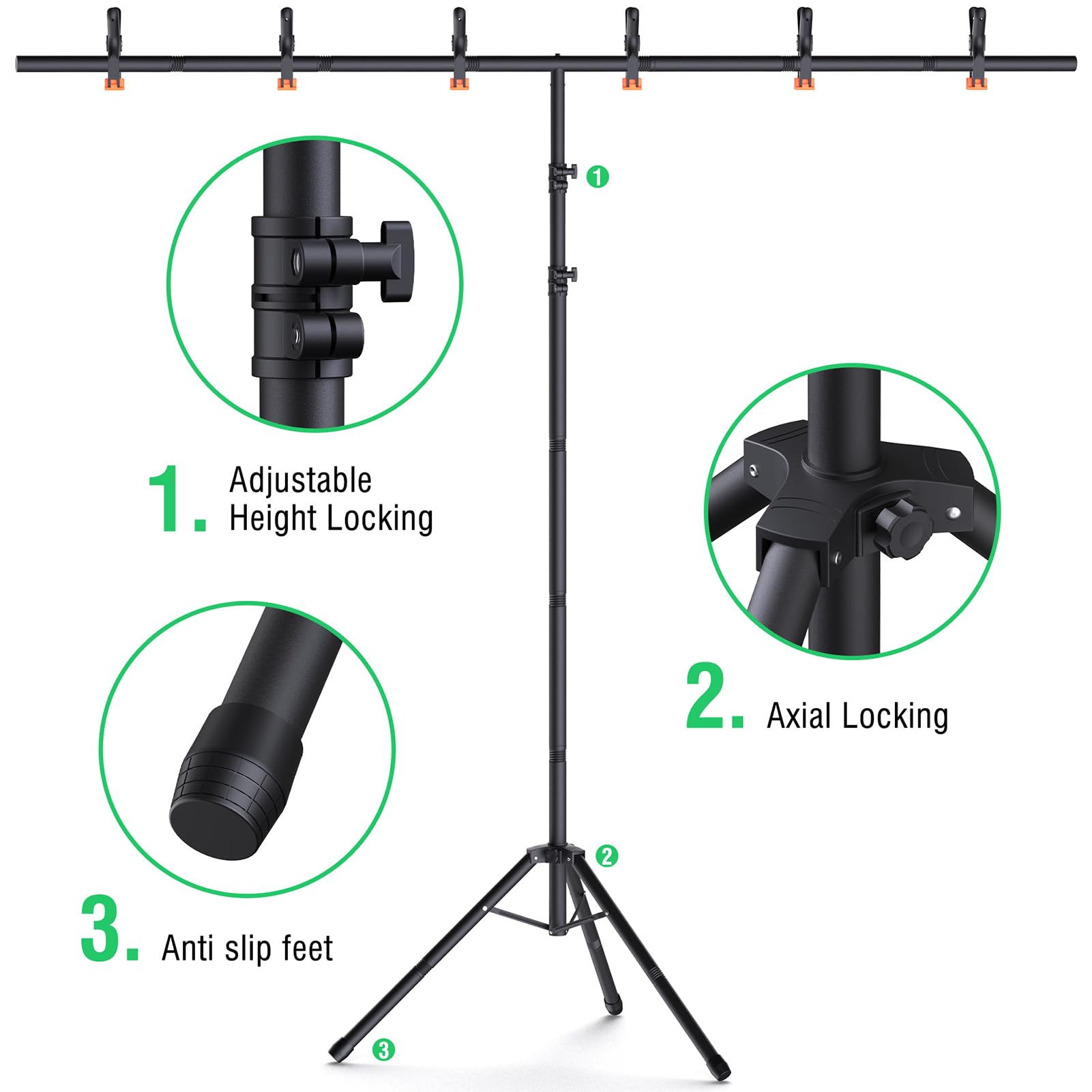 Forlogic Green Screen Backdrop Kit With Stand, 8X7.2Ft Portable Greenscreen Background Stand, T Backdrop Stand Kit For Streaming