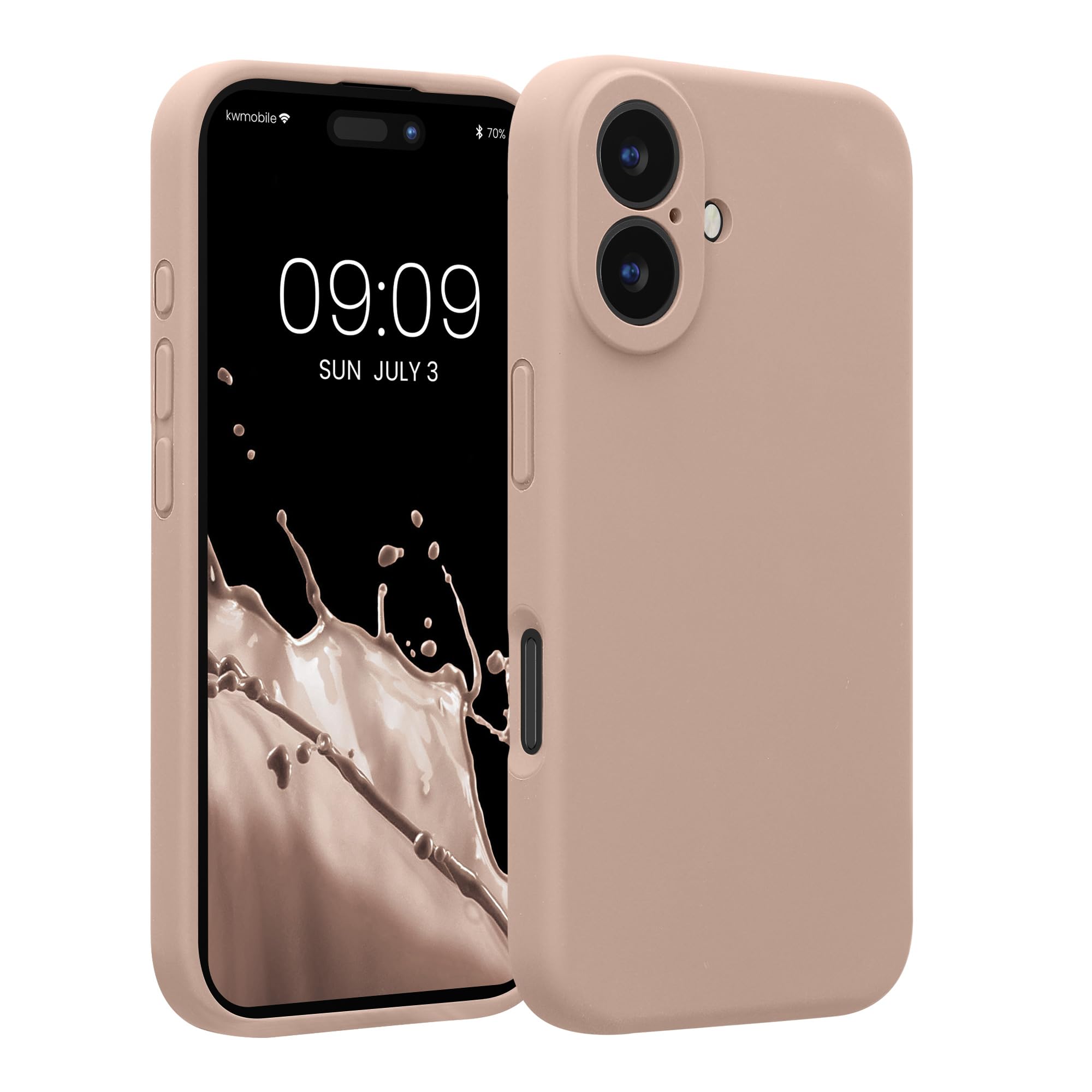 kwmobile Case Compatible with Apple iPhone 16 Case - Slim TPU Silicone Phone Cover - Soft Touch Finish - Dusty Pink