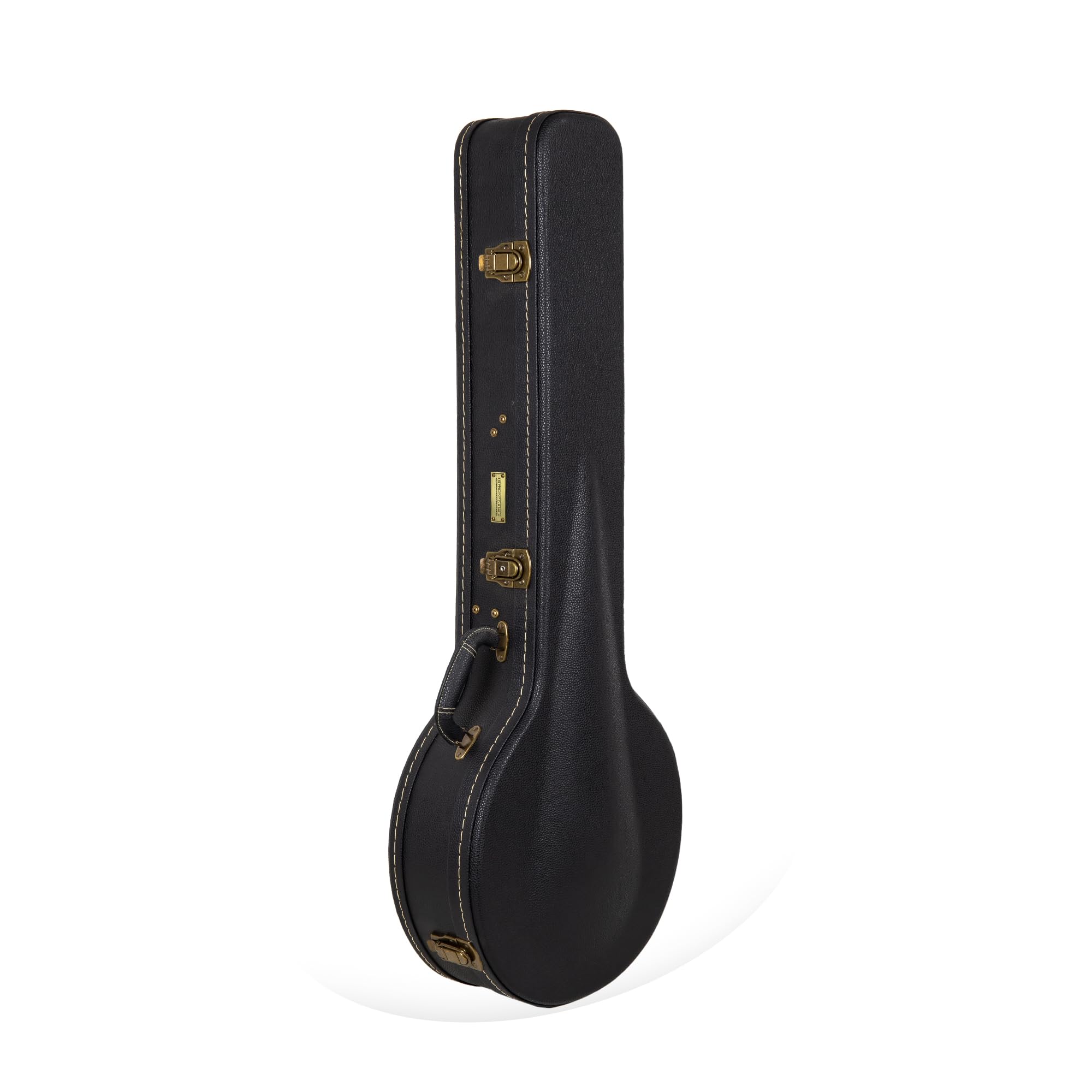 Crossrock Wooden Case Fits 5-String Resonator Styles Of Banjos -Vintage Hardware, Sponge Lining, Metal Feet, Storage Space-Black