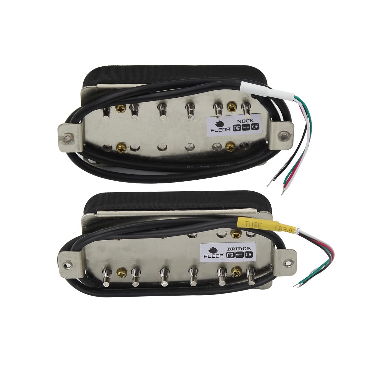 Fleor Alnico 2 Humbucker Pickup Hba2 Electric Guitar Humbucker Neck And Bridge Pickup Set, Black