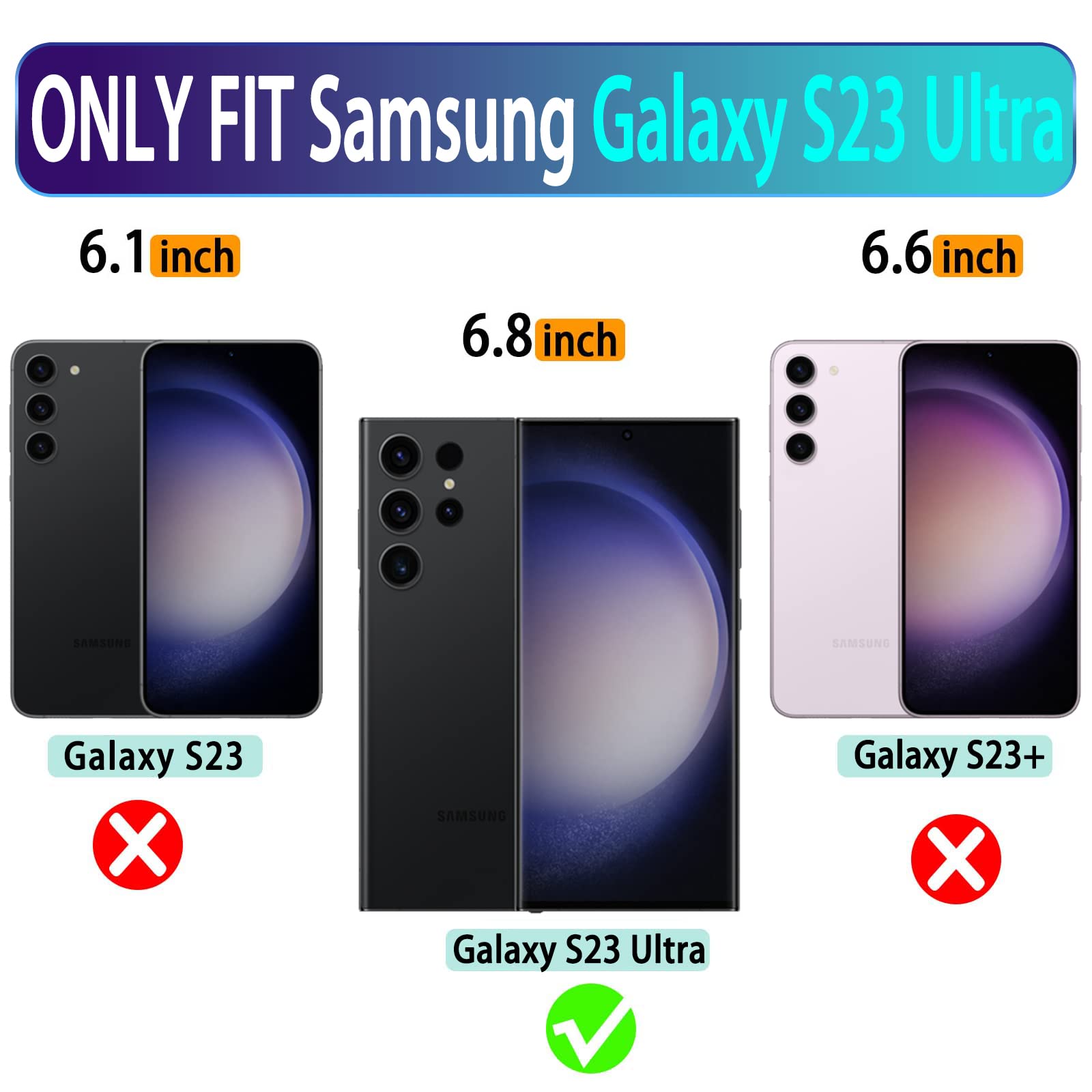 Vanavagy Wallet Case Compatible For Galaxy S23 Ultra For Women And Men,Leather Flip Folio Phone Cover Fits Magnetic Car Mount Wi