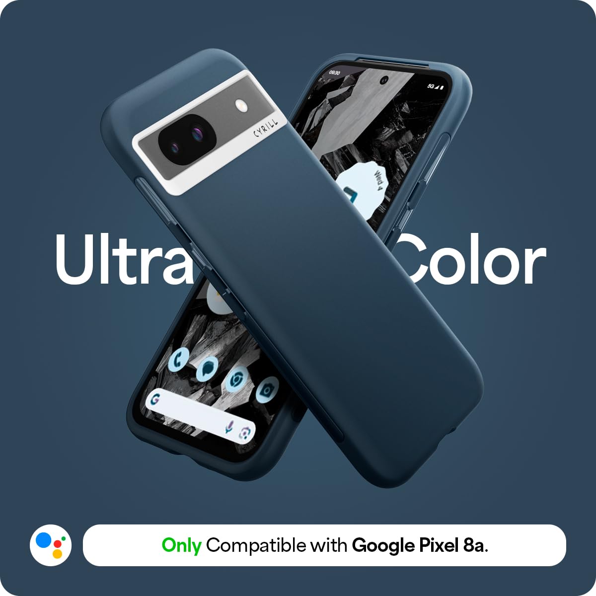 Cyrill Ultracolor Compatible With Google Pixel 8A Case, Matte Silicone [Anti Fingerprint] Shock Absorbent Blue Phone Case For Pi