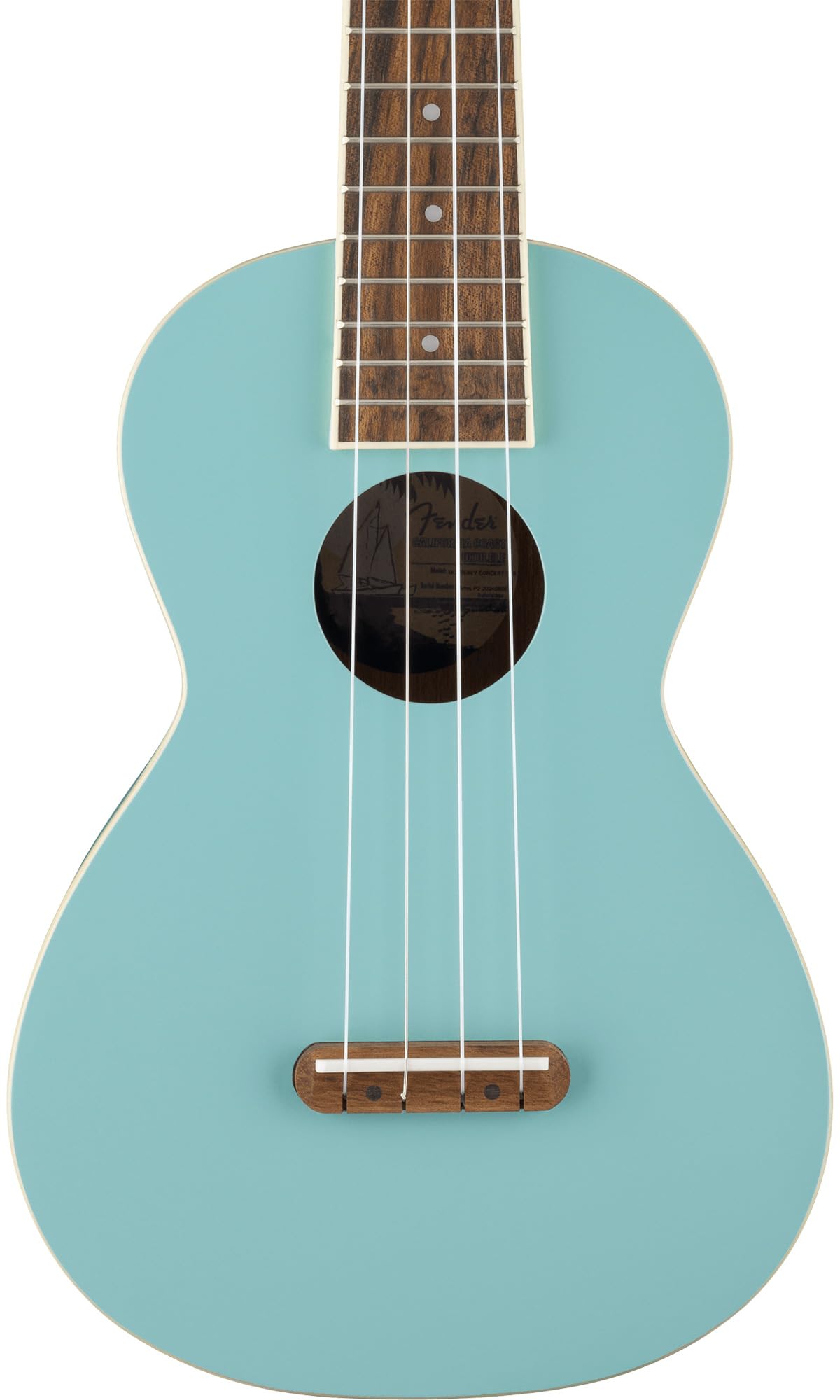 Fender Monterey Concert Ukulele - Daphne Blue Bundle With Gig Bag, Tuner, And Austin Bazaar Instructional Dvd