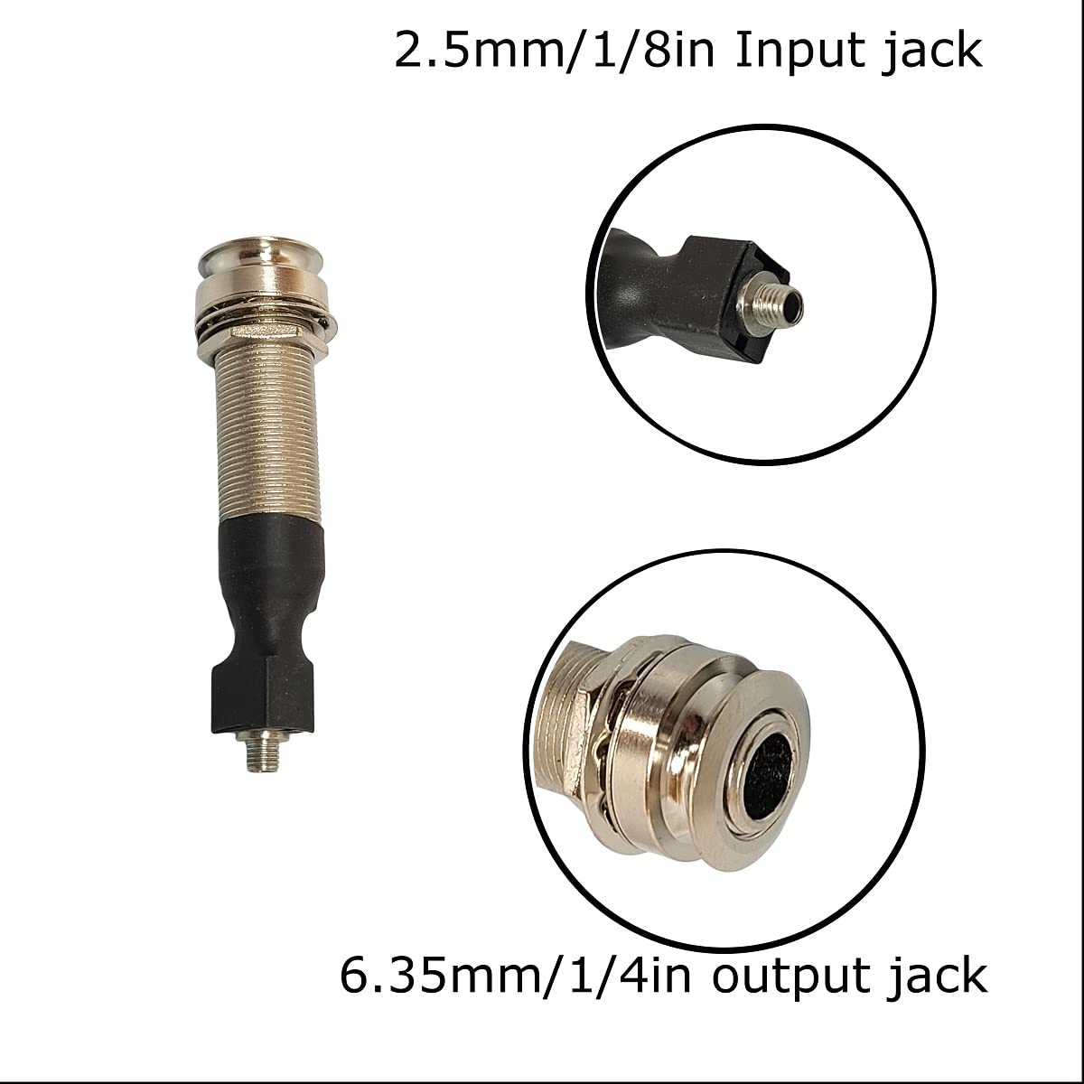 Acoustic Guitar Piezo Pickup Jack Built In Rod Piezo Pickup 1/8 (2.5Mm) Input Jack With 1/4'' (6.35Mm) Output Endpin Jack
