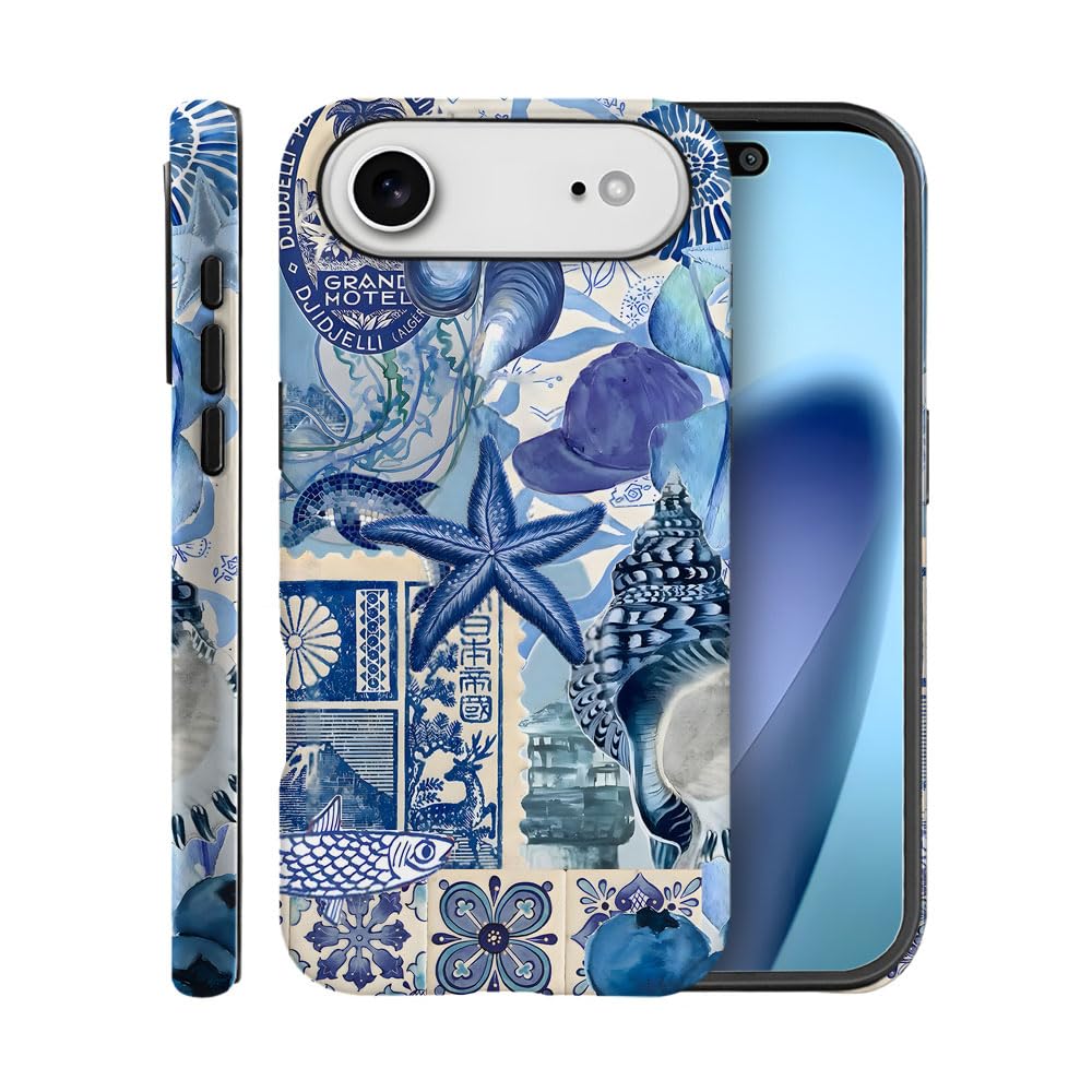 Case for iPhone 17 Air,Fits Frosted Case Design for Girl Women,Beach Blue Starfish Themed Collage European