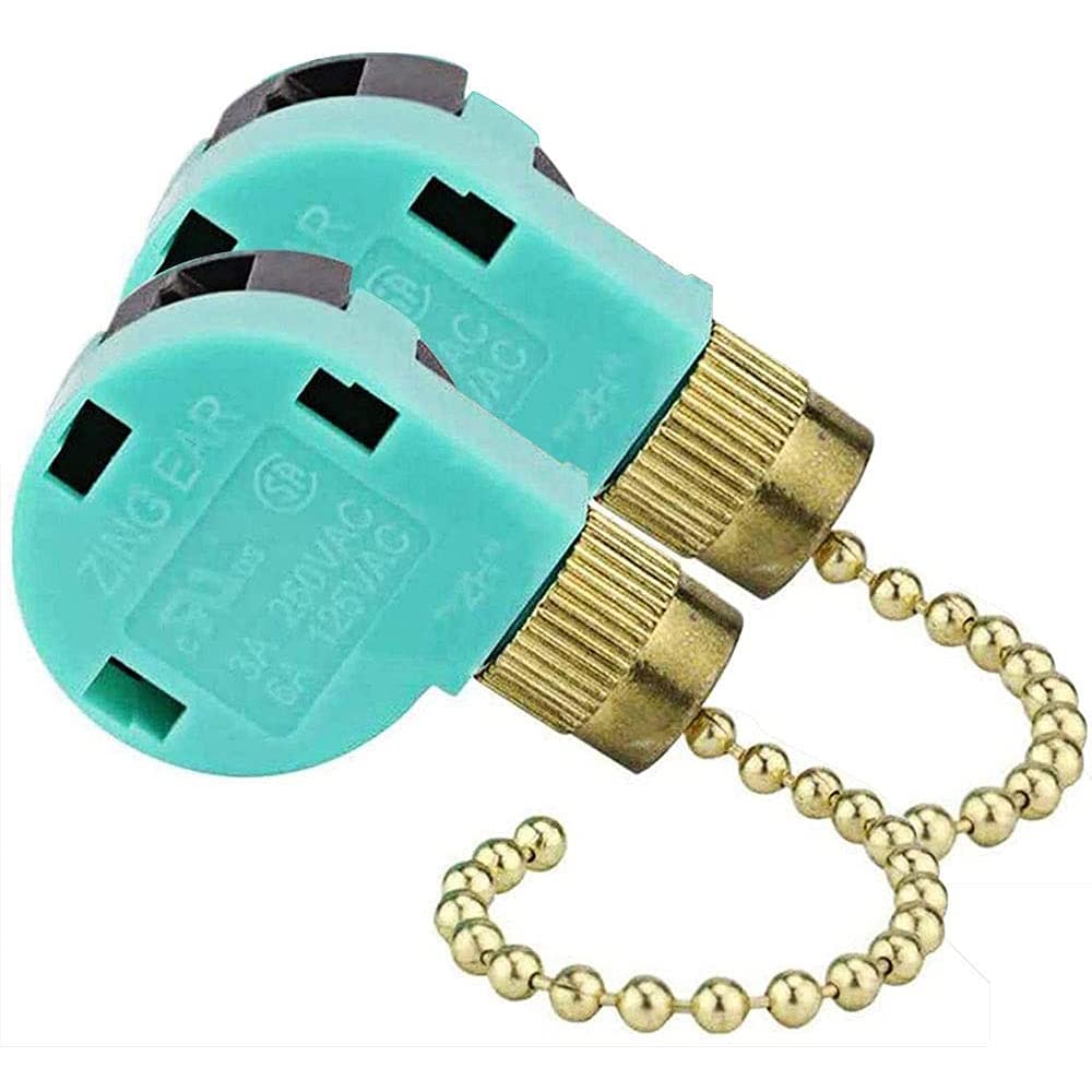 Ze 268S6 Ceiling Fan Switch, 3 Speed 4 Wire Pull Chain Switch Control Switch Compatible With Hunter Ceiling Fans, Wall Lamps (2