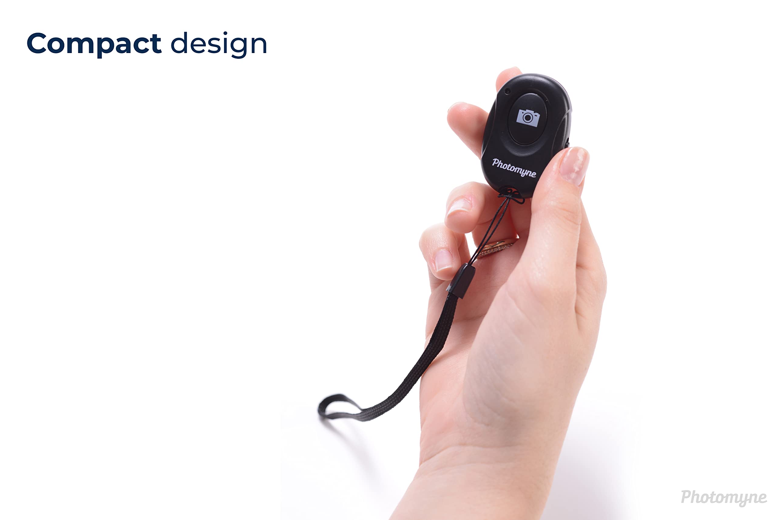 Photomyne Wireless Camera Shutter Clicker | Camera Shutter Remote Control For Iphone & Android Smartphones | Wireless Remote Control Selfie Button   Includes Wrist Strap (1 Pack)