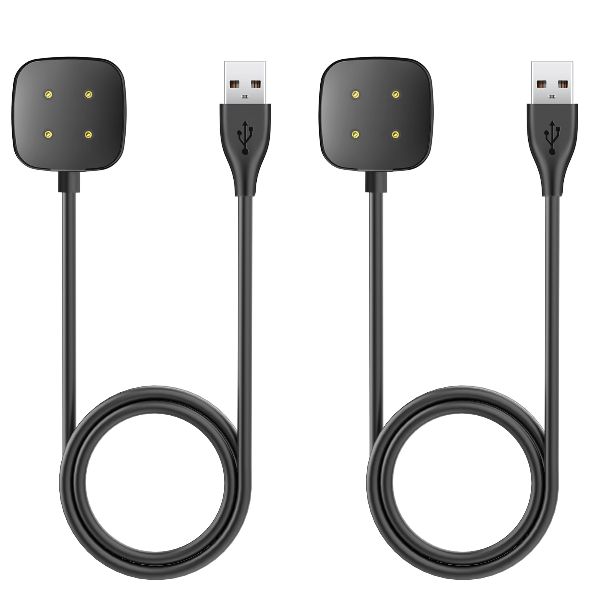 Sowuouxy Compatible With Fitbit Sense/Sense 2/Versa 3/Versa 4 Charger,2 Pack Replacement Usb Charging Cable Dock Stand For Sense