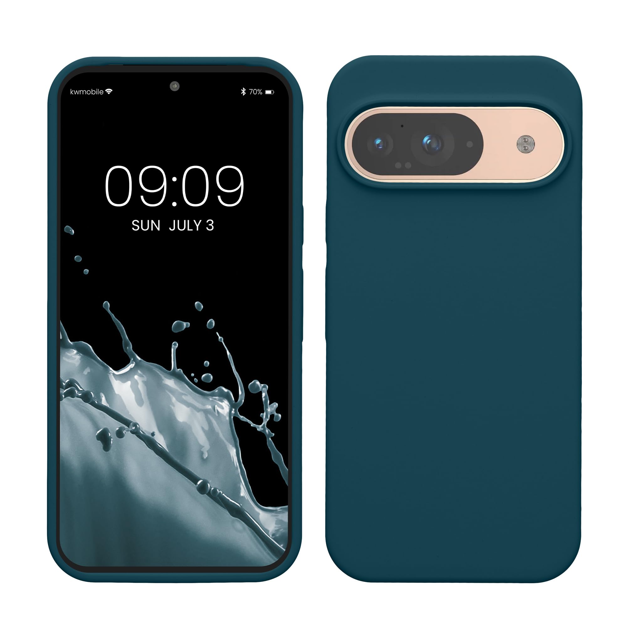 kwmobile Case Compatible with Google Pixel 9 / Pixel 9 Pro Case - TPU Silicone Phone Cover with Soft Finish - Teal Matte