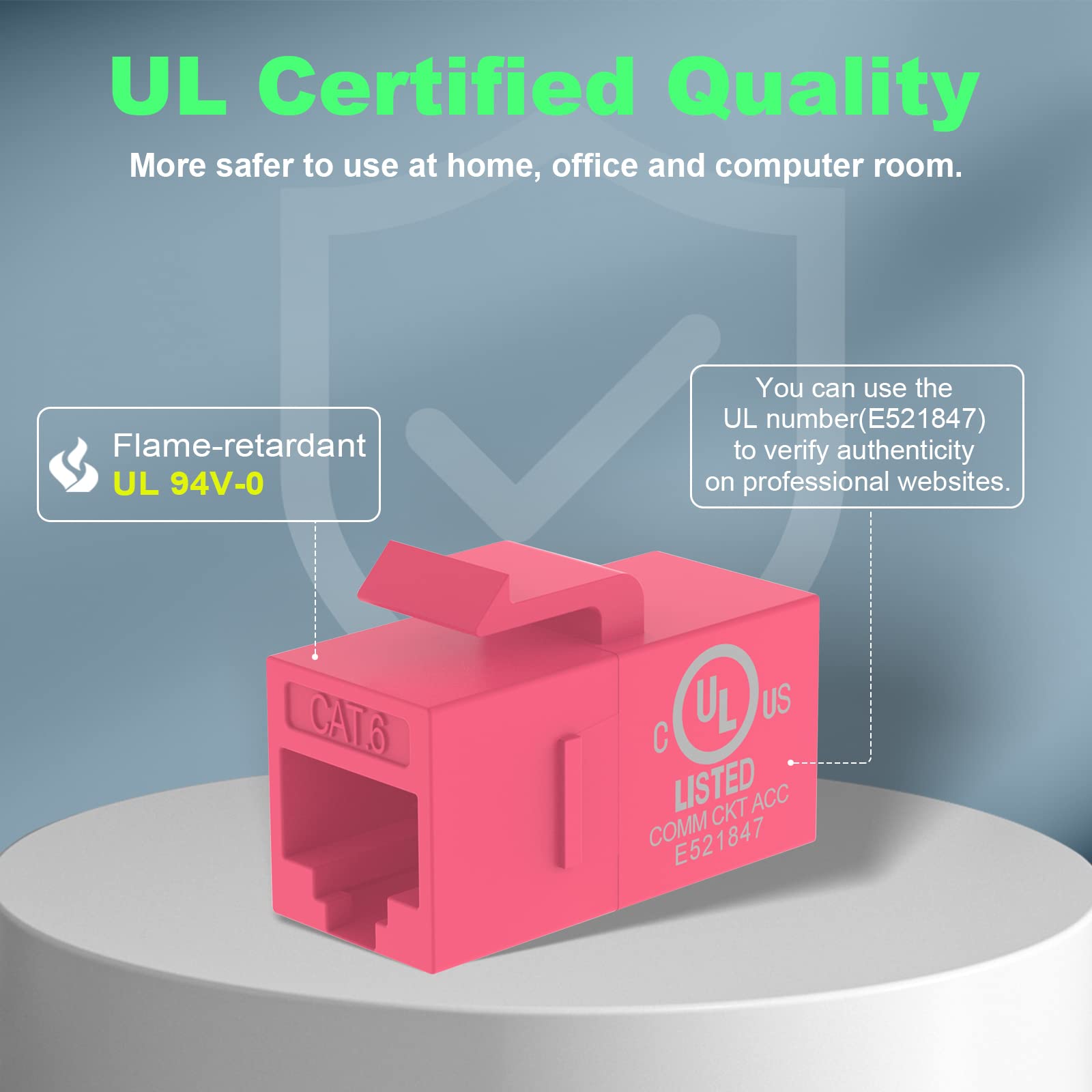 Vce Cat6 Keystone Coupler Ul Listed 15-Pack, Rj45 Female To Female Insert Coupler Utp Keystone Inline Coupler Blue+Red+Yellow