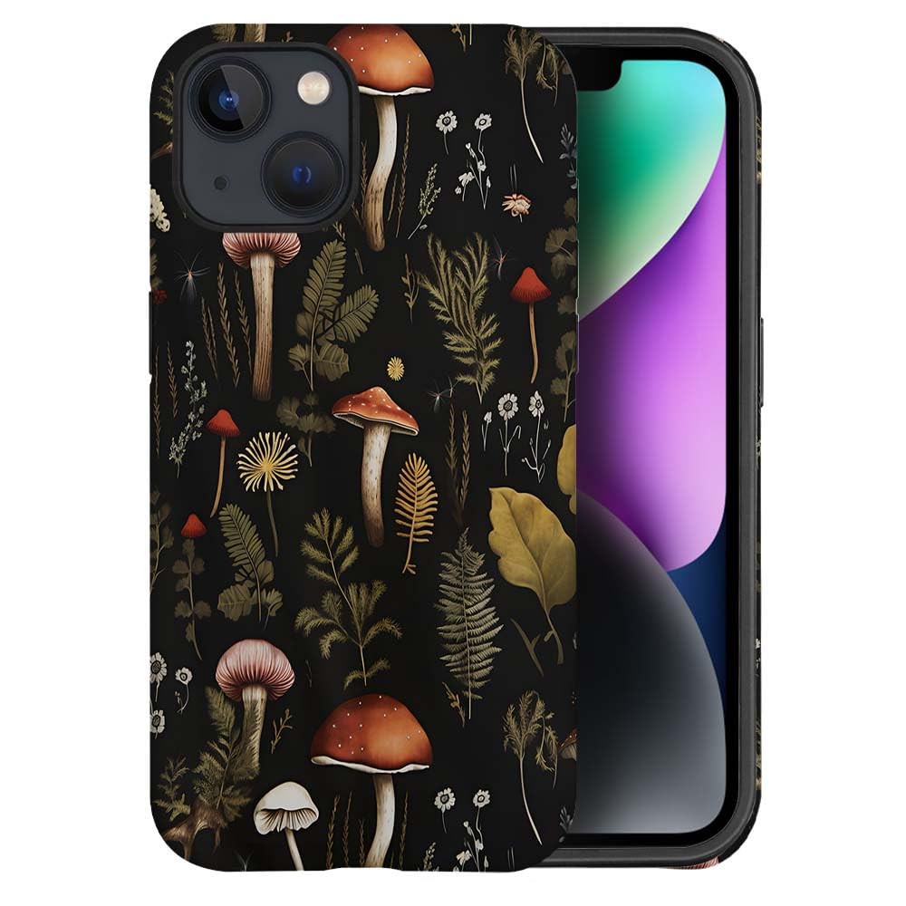 Seized Case Compatible With For Iphone 14 Plus,Vintage Mushroom Snail Daisy Leaf Phone Case For Girl Women Boy Men,Durable Prote