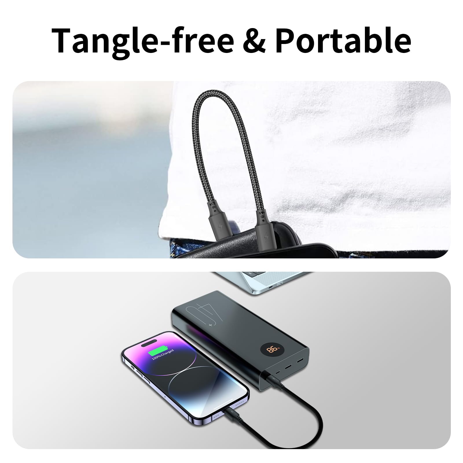 6 Inch Short Usb C To Lightning Cable, 3Pack [Mfi Certified] Braided Type C To Lightning Cable Pd Fast Charging 0.5Ft Usb C Ipho