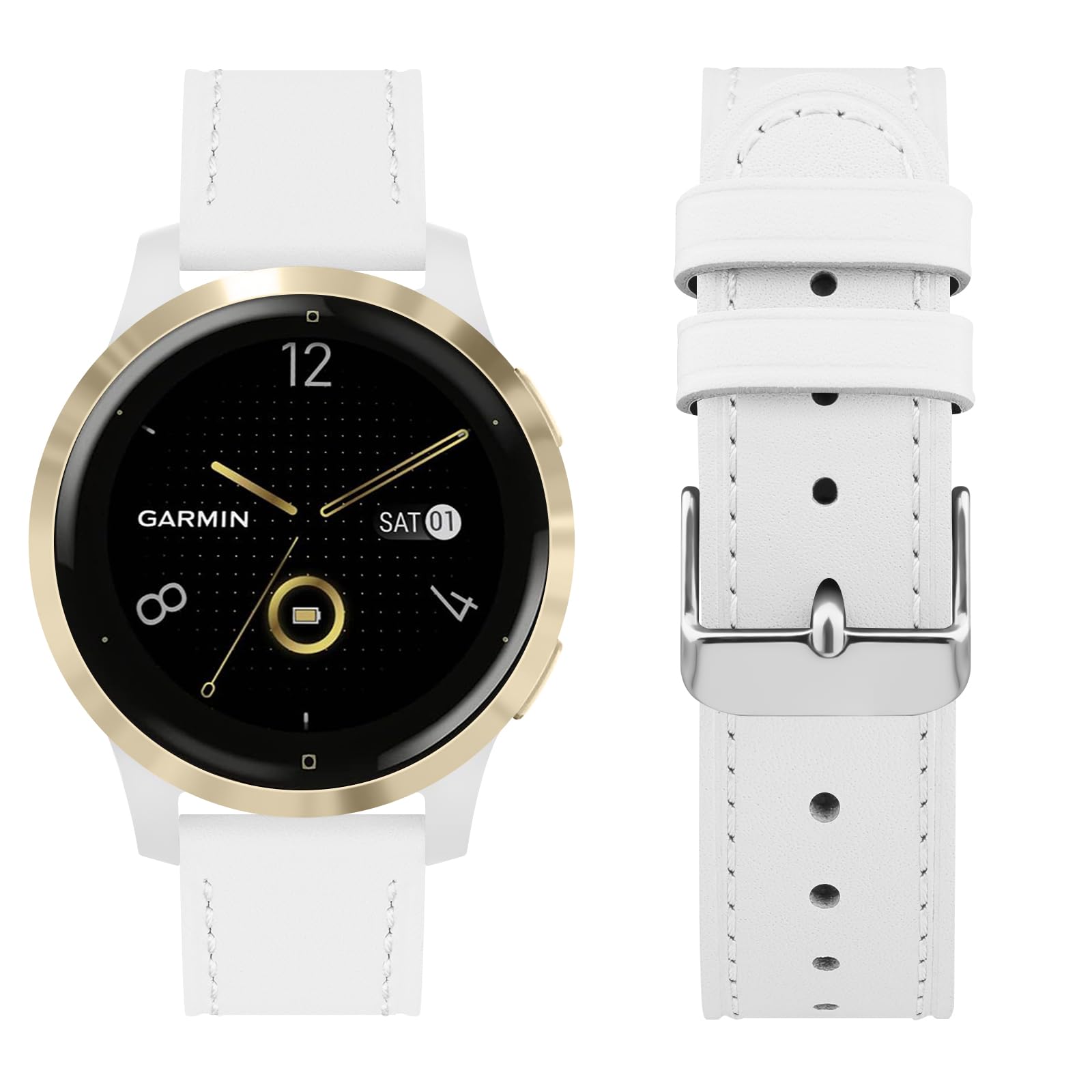 Ak Leather Watch Band Compatible With Garmin Venu 3S / Vivoactive 4S / Venu 2S / Vivomove 3S, 18Mm Replacement Wristband Strap F