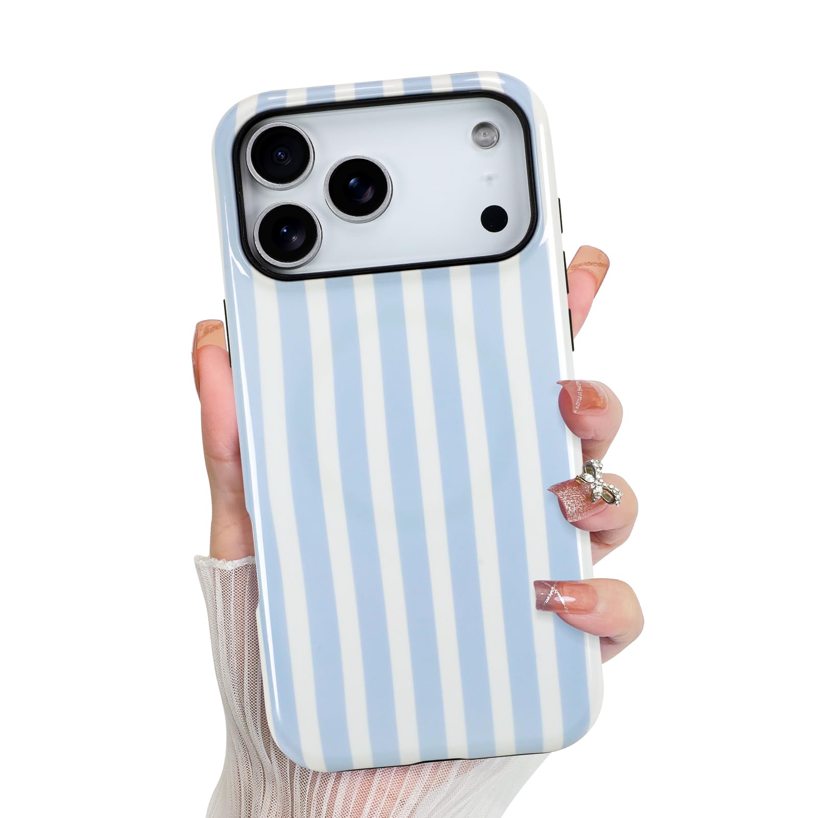 KANGHAR Compatible with iPhone 17 Pro Case 2025, Aesthetic Stripes Cute Pattern, Support for MagSafe Shockproof Cover for Girls 