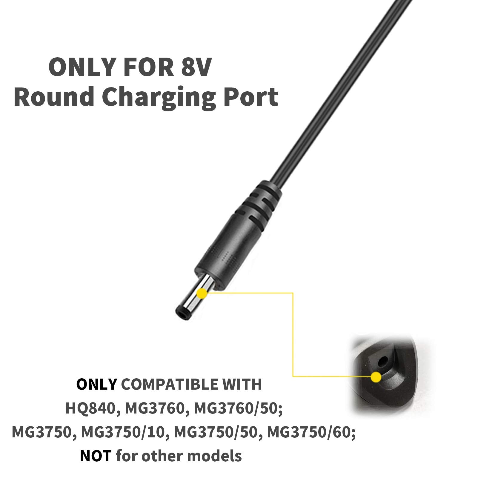 Vifocufy Charger Power Cord For Philips Norelco Multigroom Trimmer Mg3760 Mg3750 8V Ac Adapter Charger For Mg3750/10 Mg3760/50 H