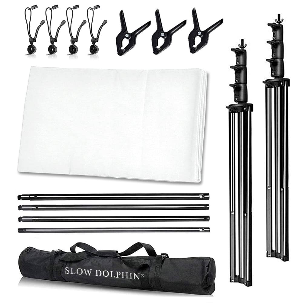 Slow Dolphin Photo Video Studio 10 X12Ft 100% Cotton White Muslin Backdrop With 10 X 10Ft Stand Photography Background Support S