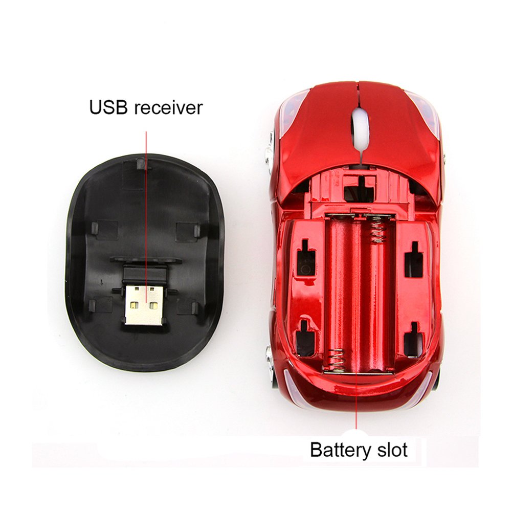 Usbkingdom 2.4Ghz Wireless Mouse Cool 3D Sport Car Shape Ergonomic Optical Mice With Usb Receiver For Pc Laptop Computer Women S