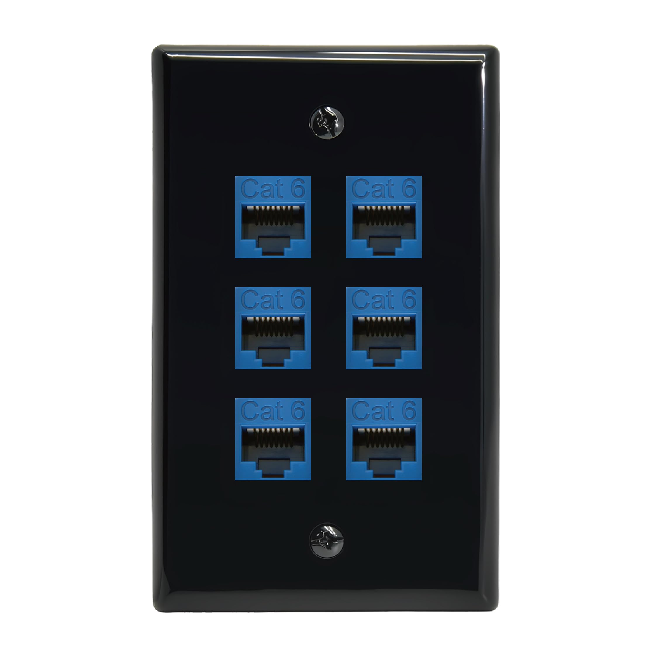 Installerparts 6 Port Keystone Wall Plate Black Smooth Face
