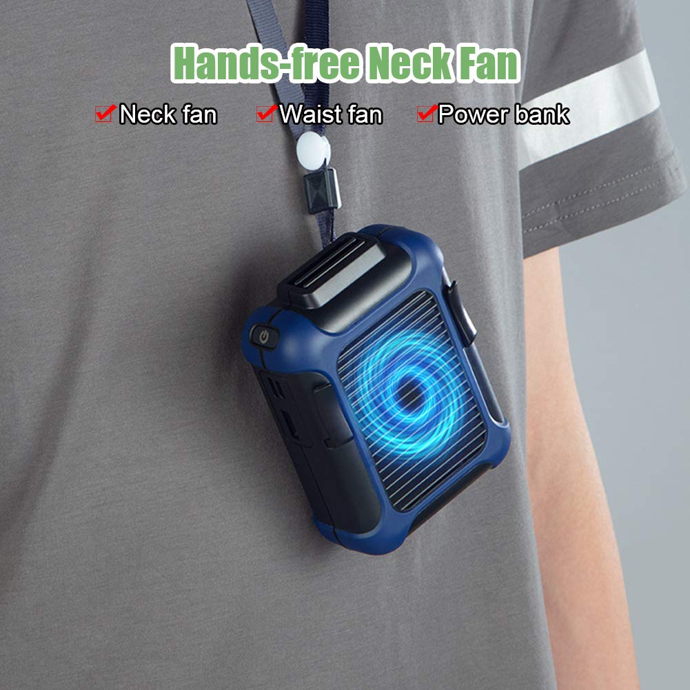 Normia Rita Portable Green Clip-On Fan, USB Necklace Fan for Travel, Outdoor & Jobsite, 7000RPM Strong Airflow, 3 Adjustable Speeds