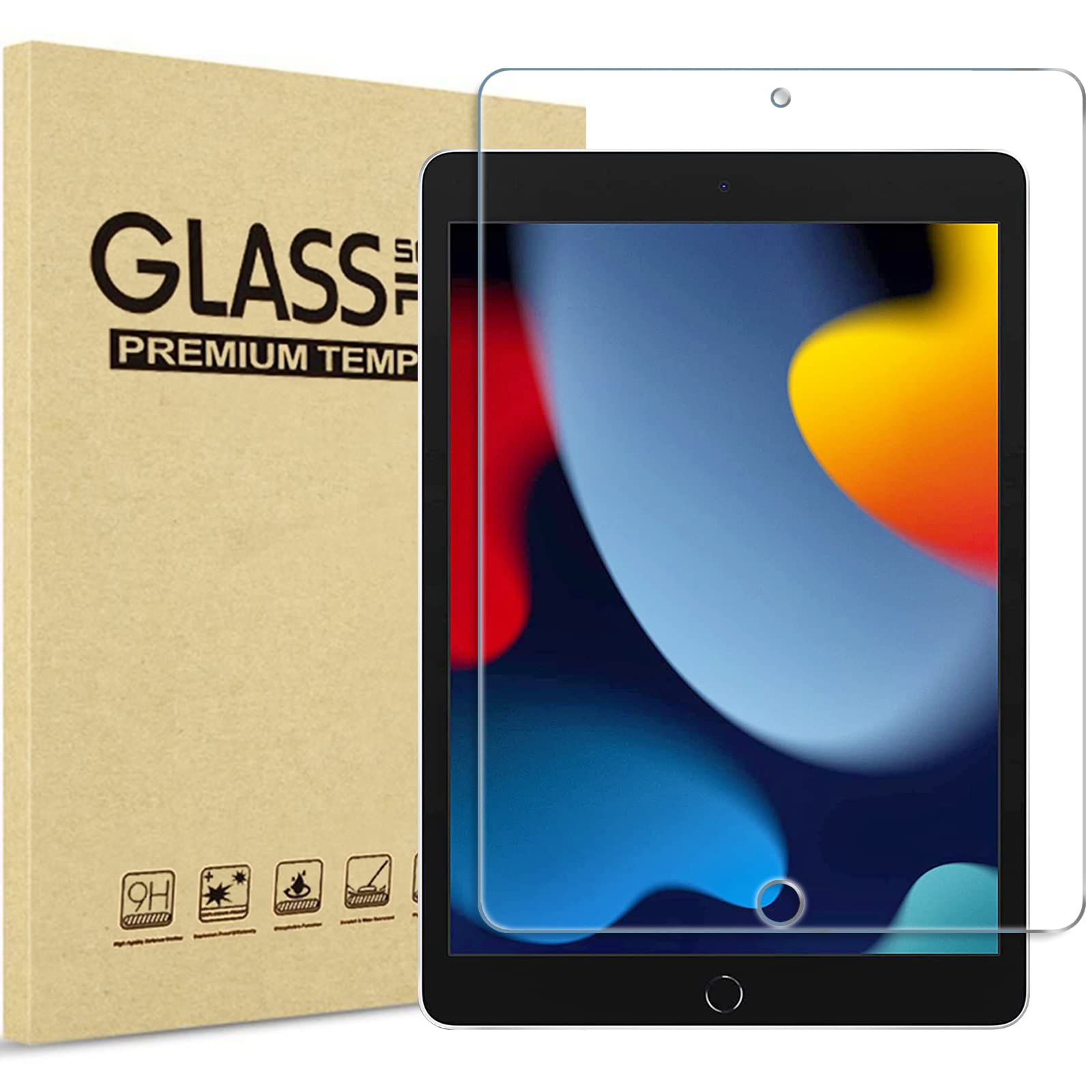 Procase 1 Pack Screen Protector For Ipad 9Th 8Th 7Th Generation 10.2 Inch (2021/2020/2019), Tempered Glass Film For A2602 A2603 A2270 A2197  Clear