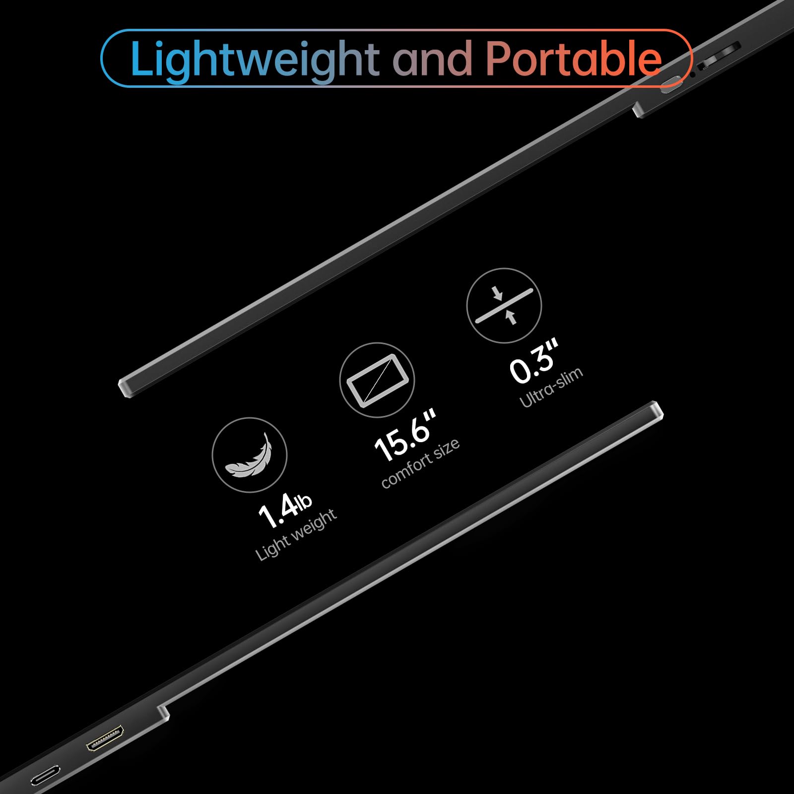 Forhelp True 4K Portable Monitor - 15.6Inch Uhd 3840  2160 100% Srgb Usb-C Hdmi External Second Monitor Portable Ips Screen Comp