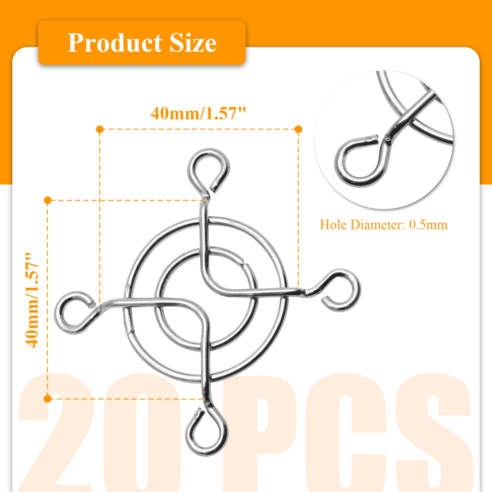 Aracombie 20Pcs Pc Fan Cover Metal Finger Grill Fan Guard For Computer,Dvr And Other Small Appliances Series(40Mm)