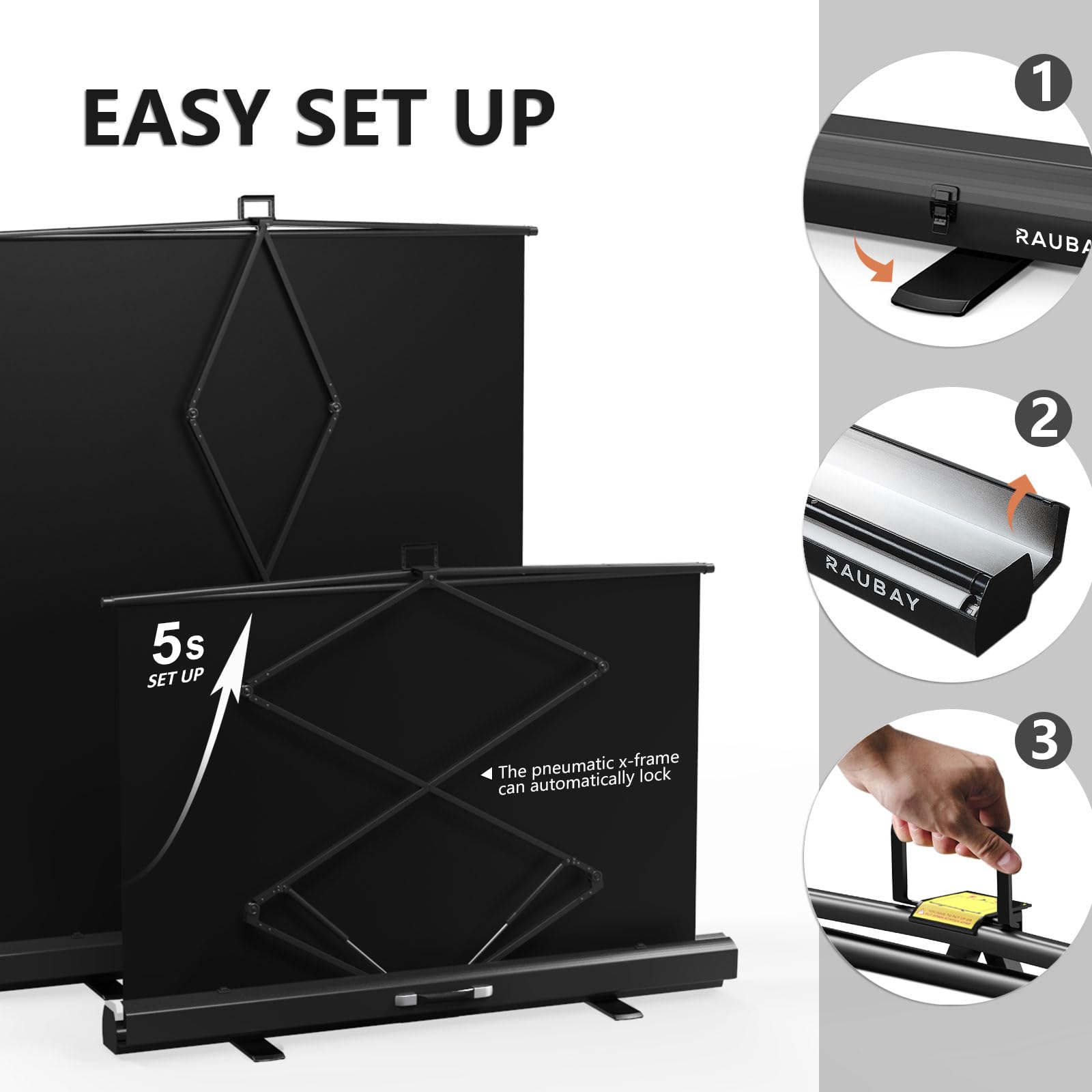 ?Easy Set Up? Raubay 59.8 X 82.7In Collapsible White Backdrop Screen Portable Retractable Panel Photo Background With Stand For Video Conference, Photographic Studio, Streaming