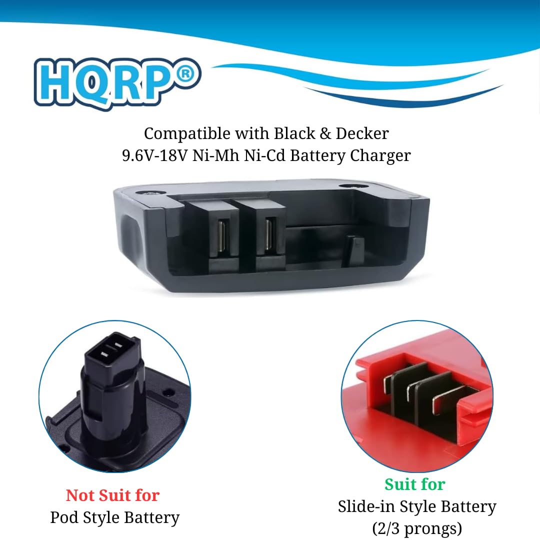 Hqrp 9.6V 18V Ni Mh Ni Cd Battery Charger Compatible With Black And Decker Hpb18 Ope Hpb18 Hpb14 Hpb12 Hpb96 Power Tool