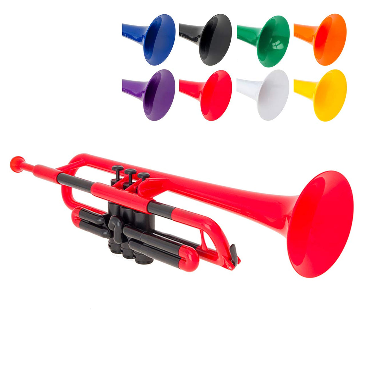 Pinstrument Ptrumpet Plastic Trumpet - Mouthpieces And Carrying Bag - Lightweight Versatile, Comfortable Ergonomic Grip - Bb Aut