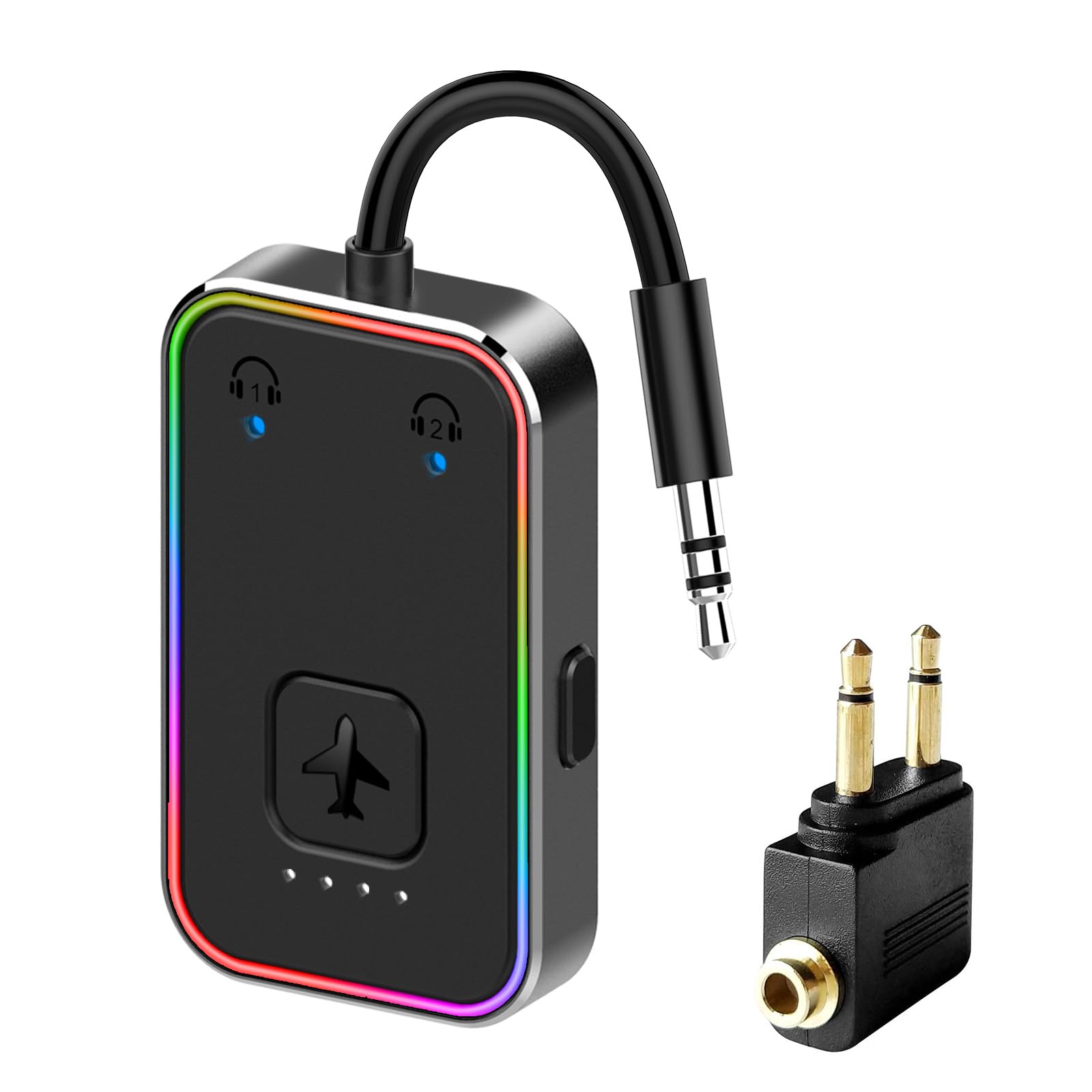 2024 Upgraded Pro Airplane Bluetooth 5.4 Transmitter For All Headphones, Aptx Ll, Supports 2 Headphones/Airpods, Wireless Audio 