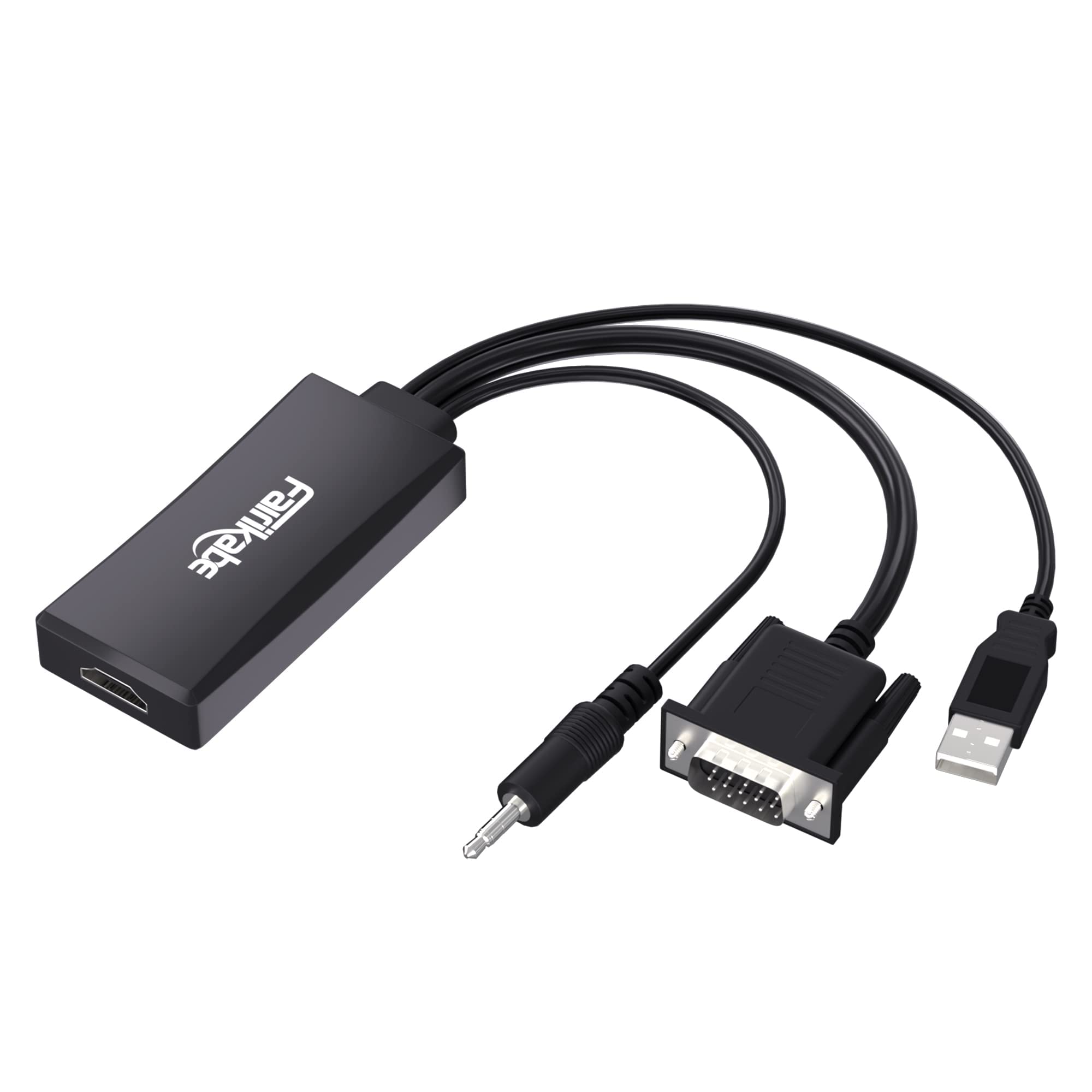 Fairikabe Vga To Hdmi Adapter With Audio, (Pc Vga Output Source To Tv/Monitor With Hdmi Input Display), Vga Male To Hdmi Female