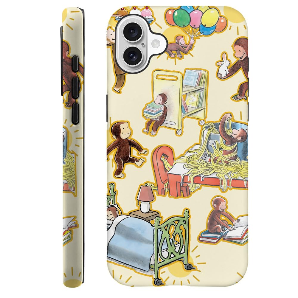 Case for iPhone 16 - [Drop Protection Phone Cover] - Hybrid Case for Girl Women - Cute Monkey Book