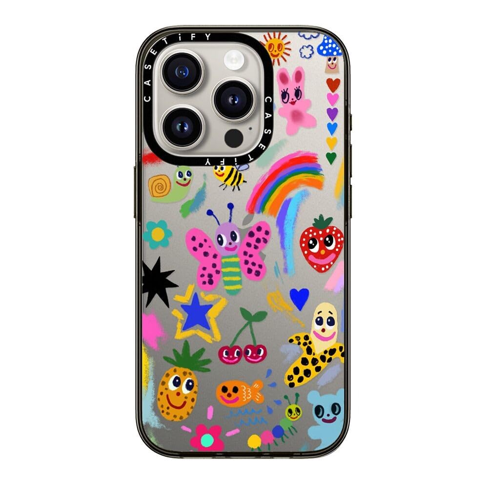 Casetify Compact Iphone 15 Pro Case [2X Military Grade Drop Tested / 4Ft Drop Protection]   Good Vibes   Clear Black