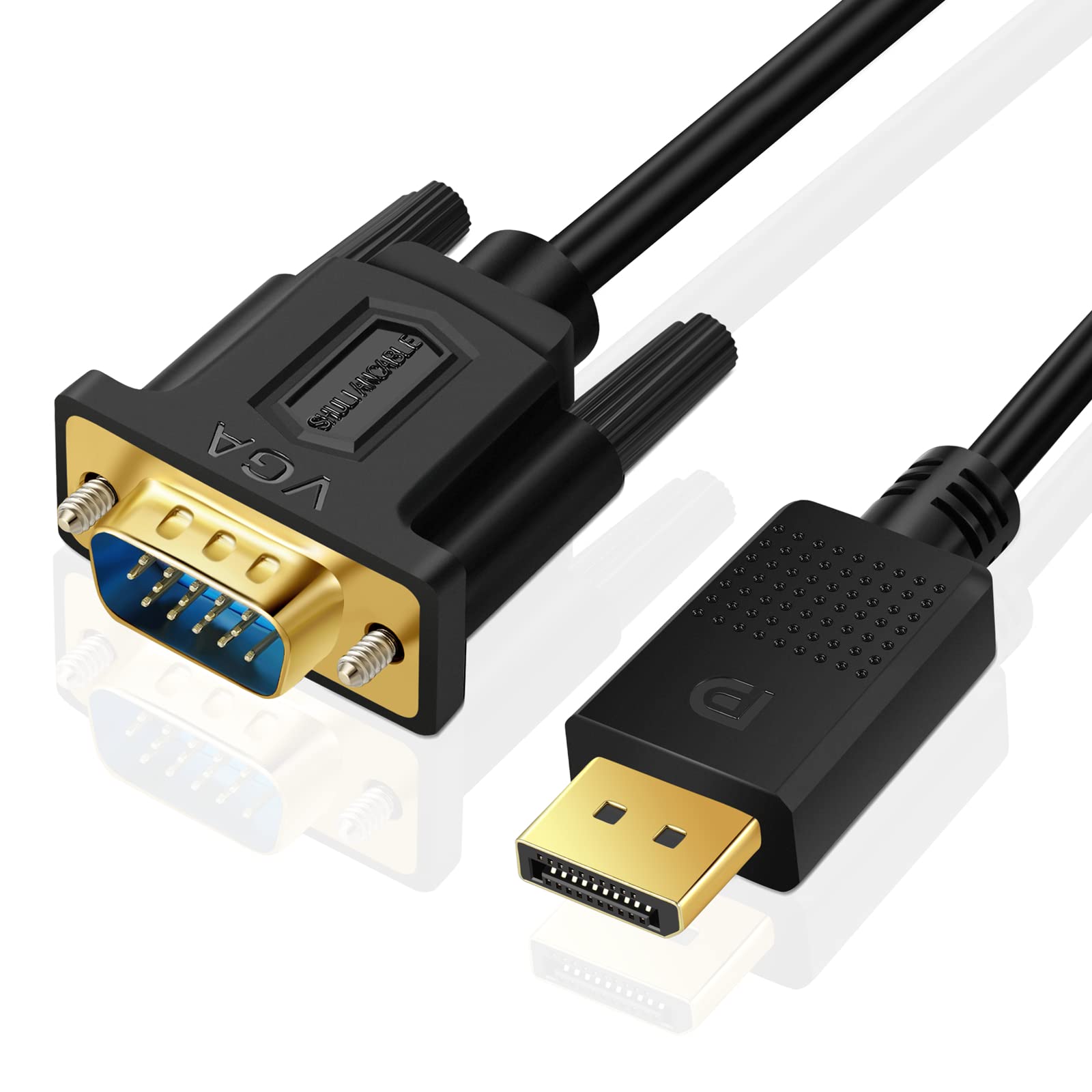 Shuliancable Displayport To Vga Cable, Displayport To Vga Adapter Dp To Vga Cable Male To Male Gold Plated For Computer, Laptop,