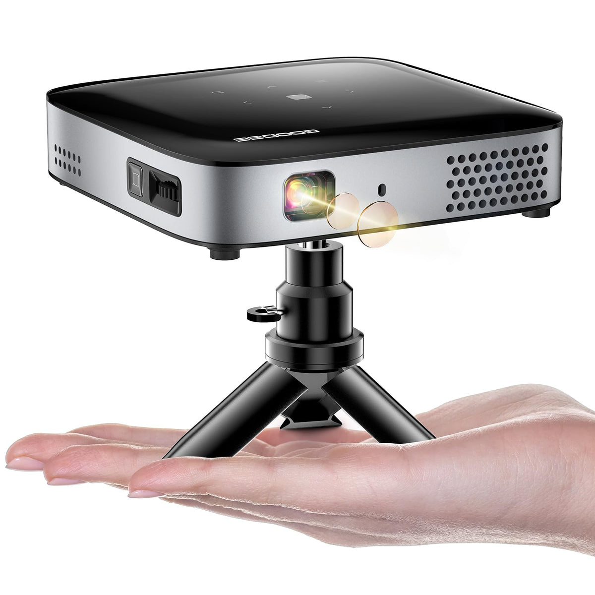 Goodee Wifi Bluetooth Mini Projector   4K Dlp Projector 1080P Support Pocket Pico Movie Projector With Tripod, Outdoor Video Por