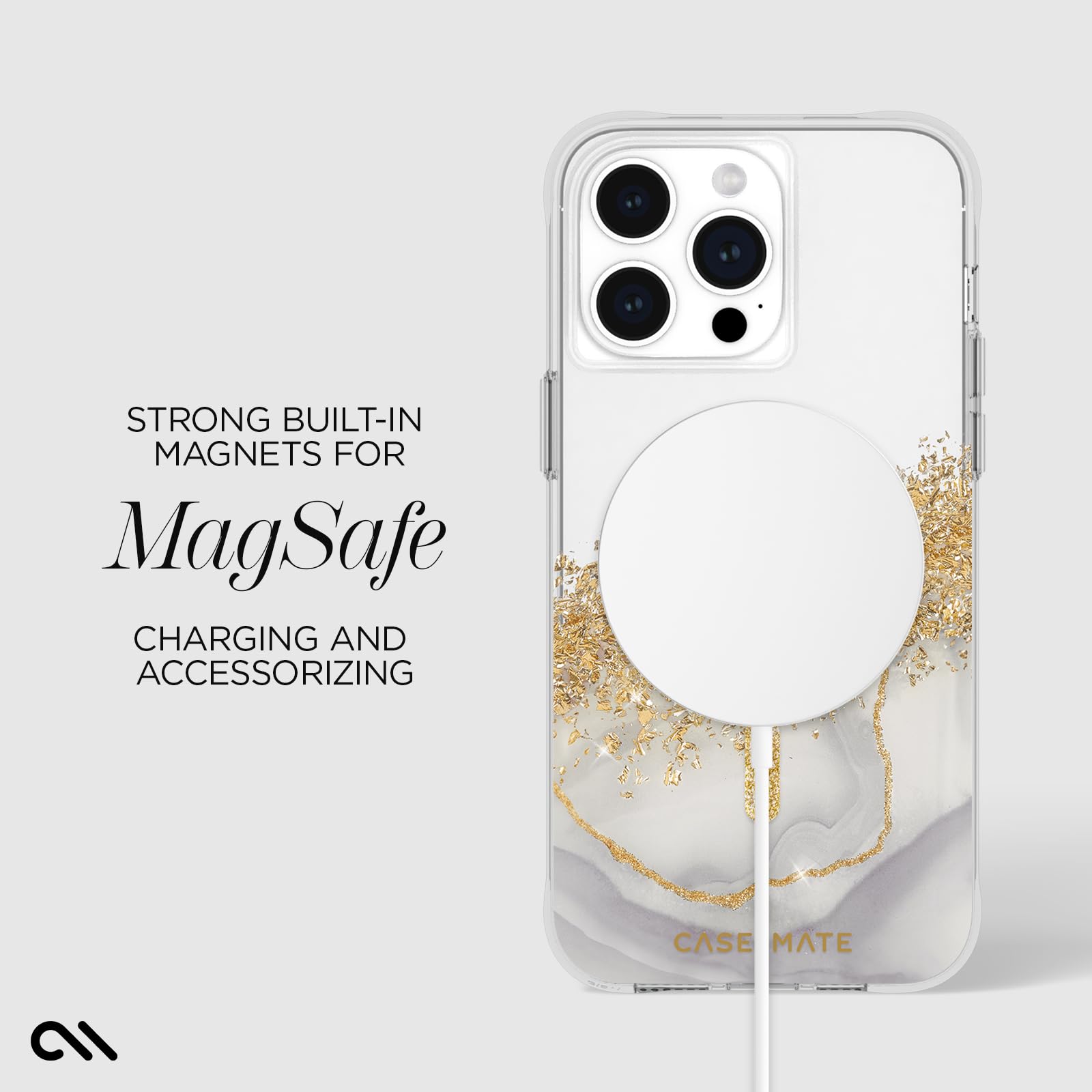 Case Mate Iphone 15 Pro Max Case   Karat Marble [12Ft Drop Protection] [Compatible With Magsafe] Magnetic Cover With Cute Bling