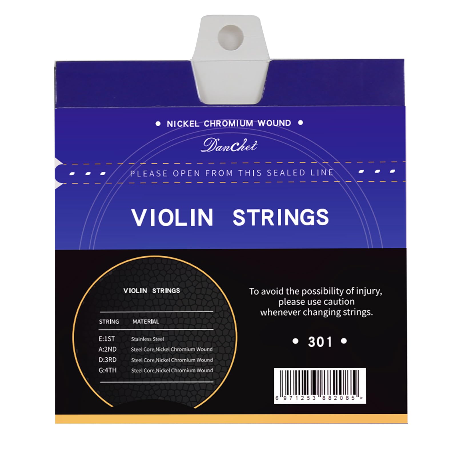 Danchet Violin Strings 4/4 Full Set Beginners Level, Ball End, Nickel Chromium Wound 301.