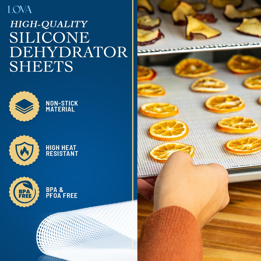 (12 Pack) Silicone Dehydrator Sheets (Free Recipes) (14In.X14In.) Dehydrator Accessories For Cosori, Excalibur, Magic Mill- Fine