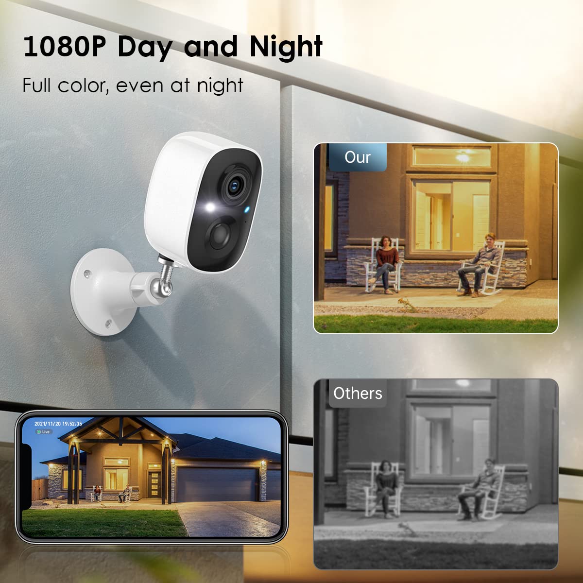 Geekee Security Cameras Wireless Outdoor 2 Way Talk Battery Powered Wi Fi Cameras For Outside And Indoor 1080P Night Vision Ai M