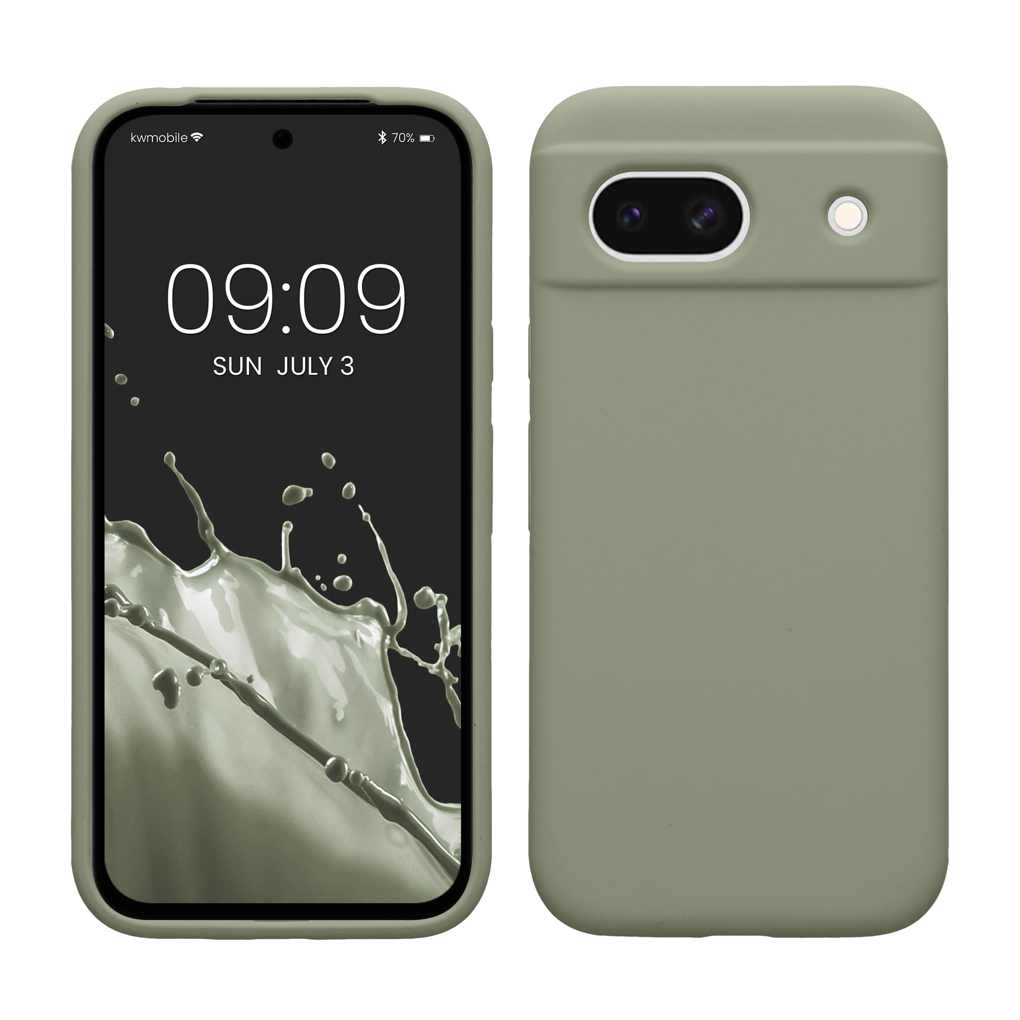 kwmobile Case Compatible with Google Pixel 8a Case - TPU Silicone Phone Cover with Soft Finish - Gray Green