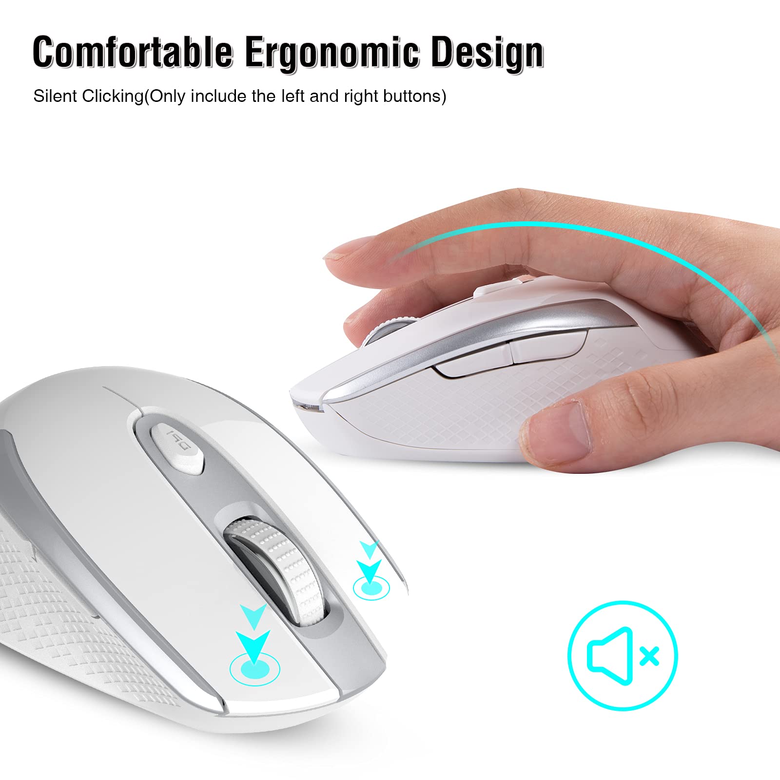 Racegt Wireless Mouse, 2.4G Silent Cordless Mouse For Laptop, Mouse With 6 Buttons And 3 Adjustable Dpi For Computer, Deskbtop,