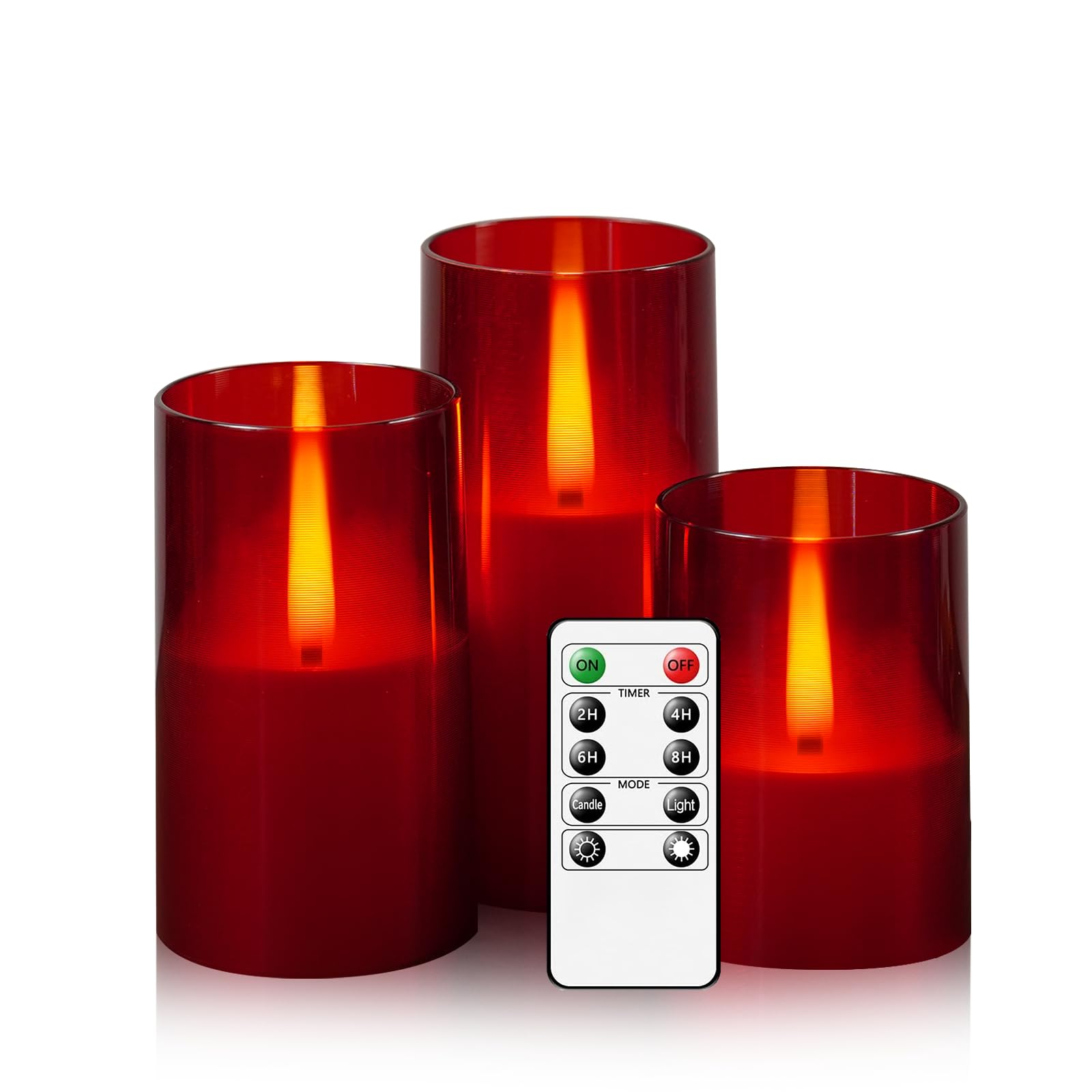 Jinyania Flameless Led Candles, Upgraded Realistic Flickering Flame Pillar Battery Operated Candles With Remote Timer, Acrylic E