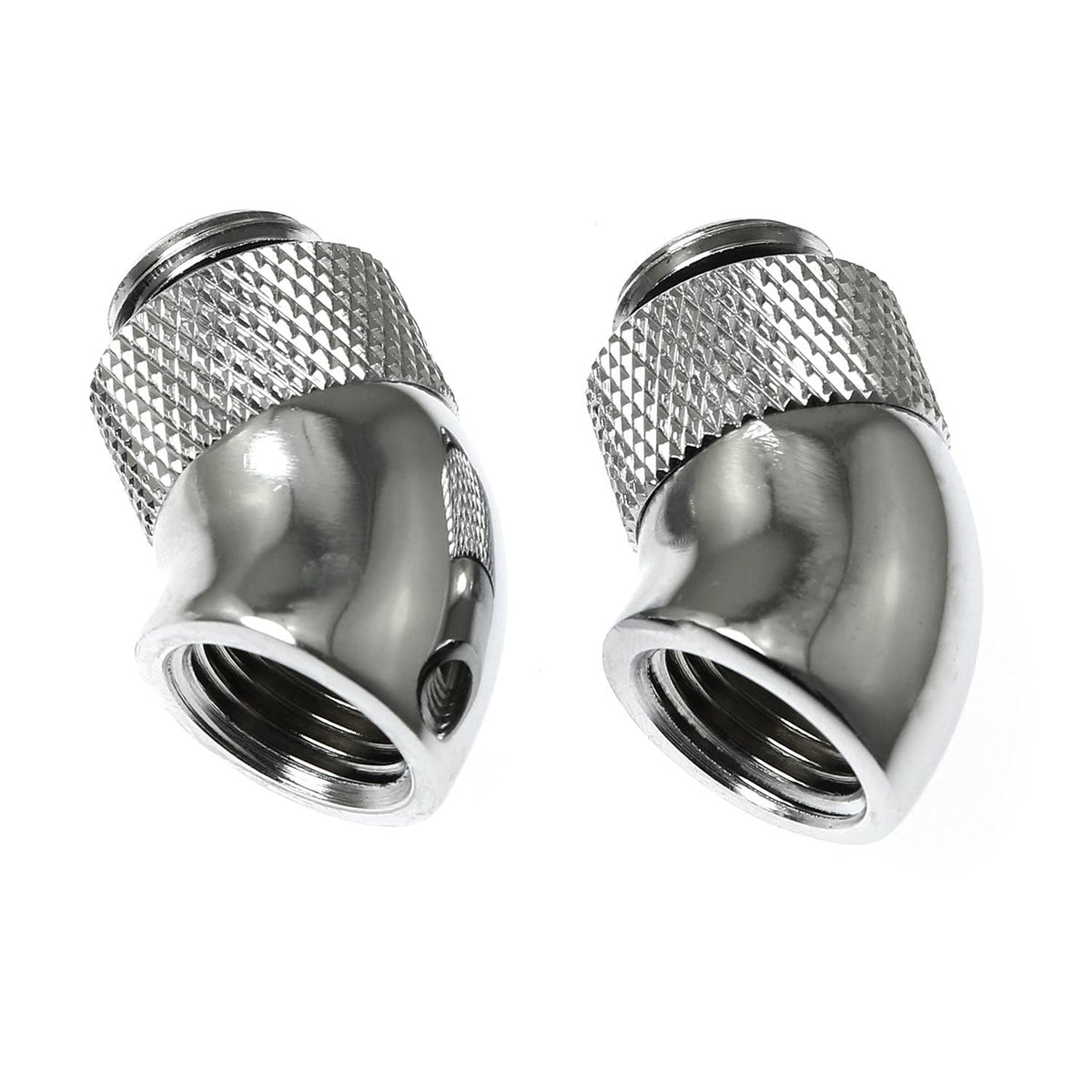 Rlecs 45 Degree Angled Elbow 2Pcs G1/4'' 45 Degree Silver Male To Female Water Cooling Rotary Adapter Connector Rotary Extender