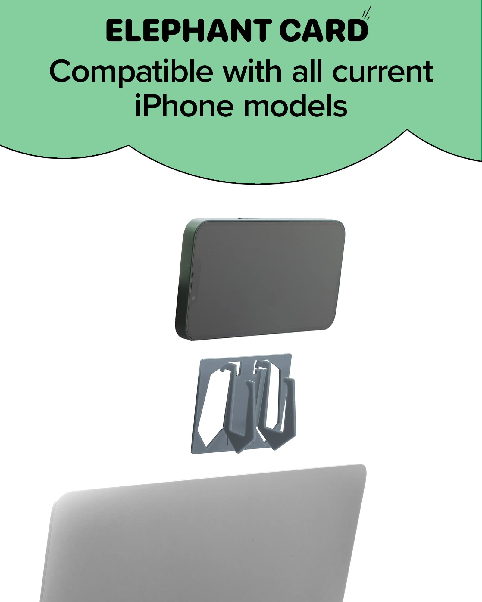 Elephant Card Iphone Holder In Credit Card Size   Continuity Camera Mount   Attach To Apple Laptop   Phone As Webcam (Gray)