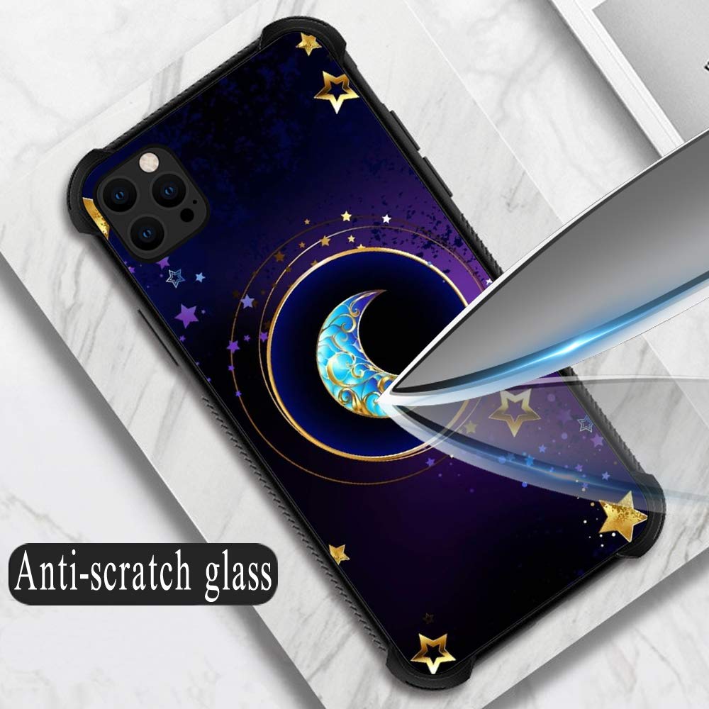 ZHEGAILIAN iPhone 13 Pro Max Case Moon Star Mandala Reinforced Corners Shockproof Acrylic TPU