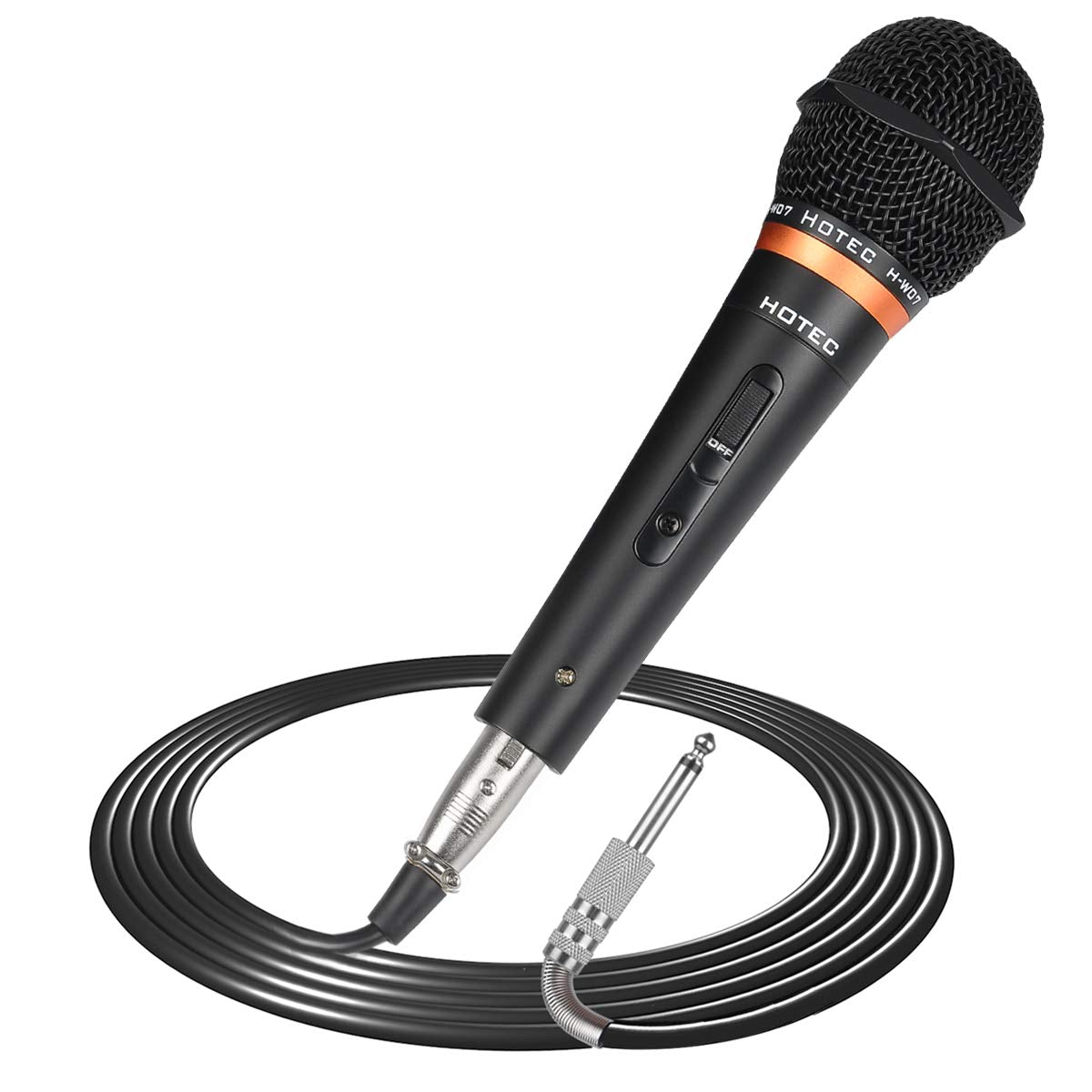 Hotec Premium Vocal Dynamic Handheld Microphone With 19Ft Detachable Xlr Cable And On/Off Switch (Metal Black) (H W07)