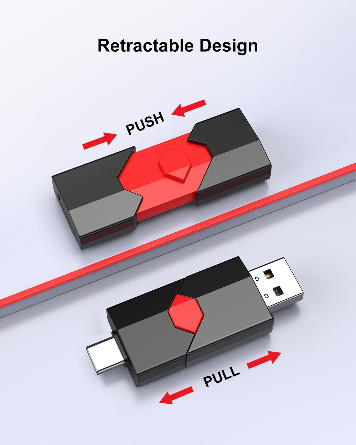 Aiibe 128Gb Usb C Flash Drive 2 Pack Dual Drive Type C + Usb A 128Gb Usb 2.0 Drive Push Pull Usb C Memory Stick Usb C Thumb Drive For Iphone 15 Android Phones Tablet Computer (2 Pack)