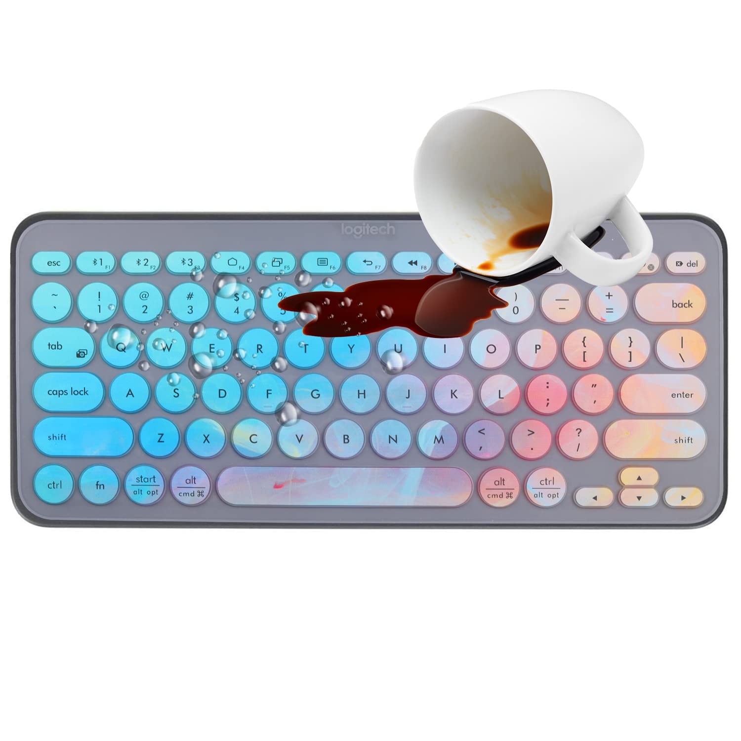 Colorful Keyboard Cover For Logitech K380 Pebble Multi Device Bluetooth Keyboard/Logitech Pebble Keys 2 K380S/Logitech K380 Mult